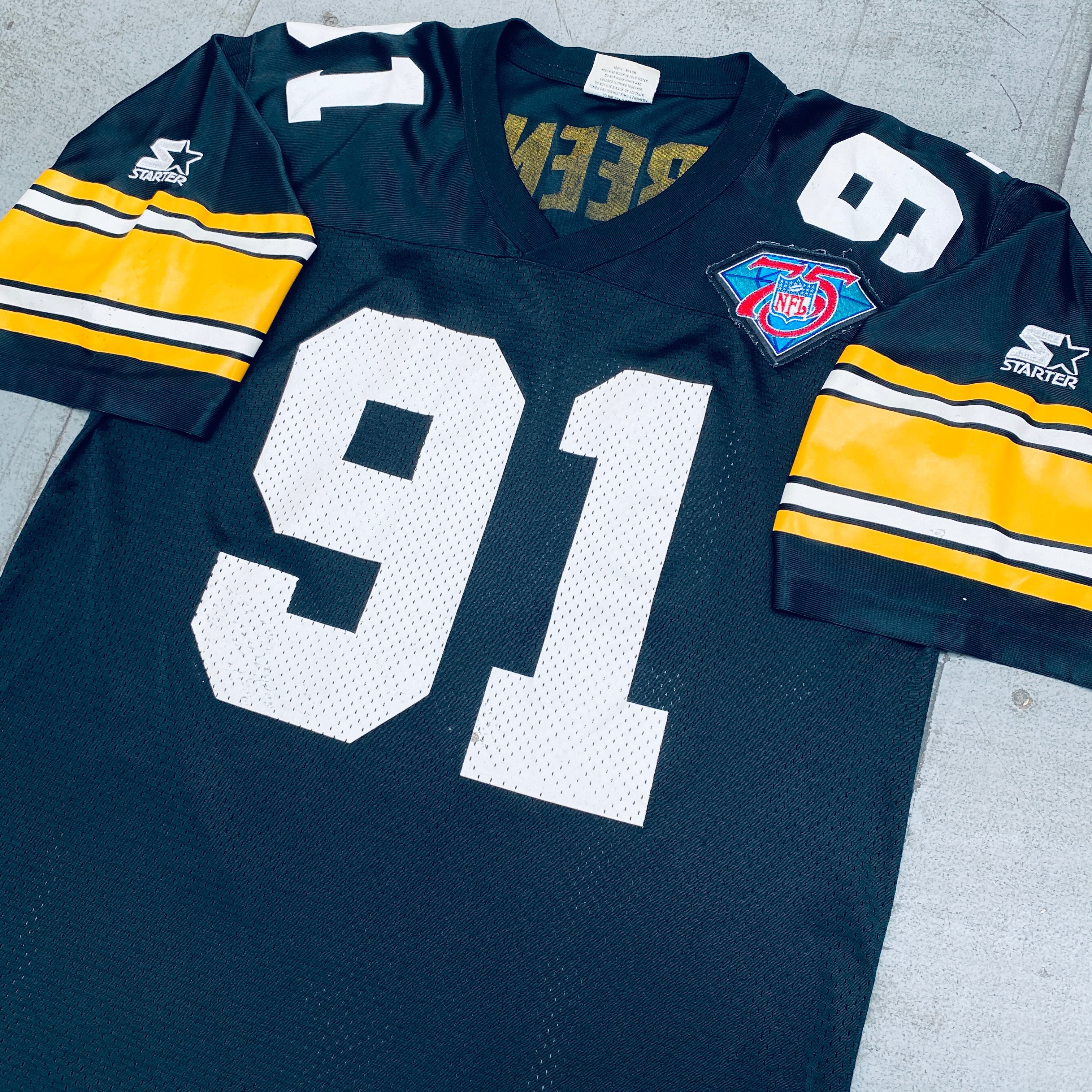 Kevin Greene Pittsburgh Steelers 75th Anniversary Patch Jersey 1994-1995 Large Size - Vintage NFL Football Fan Gift & Game Day Collectible