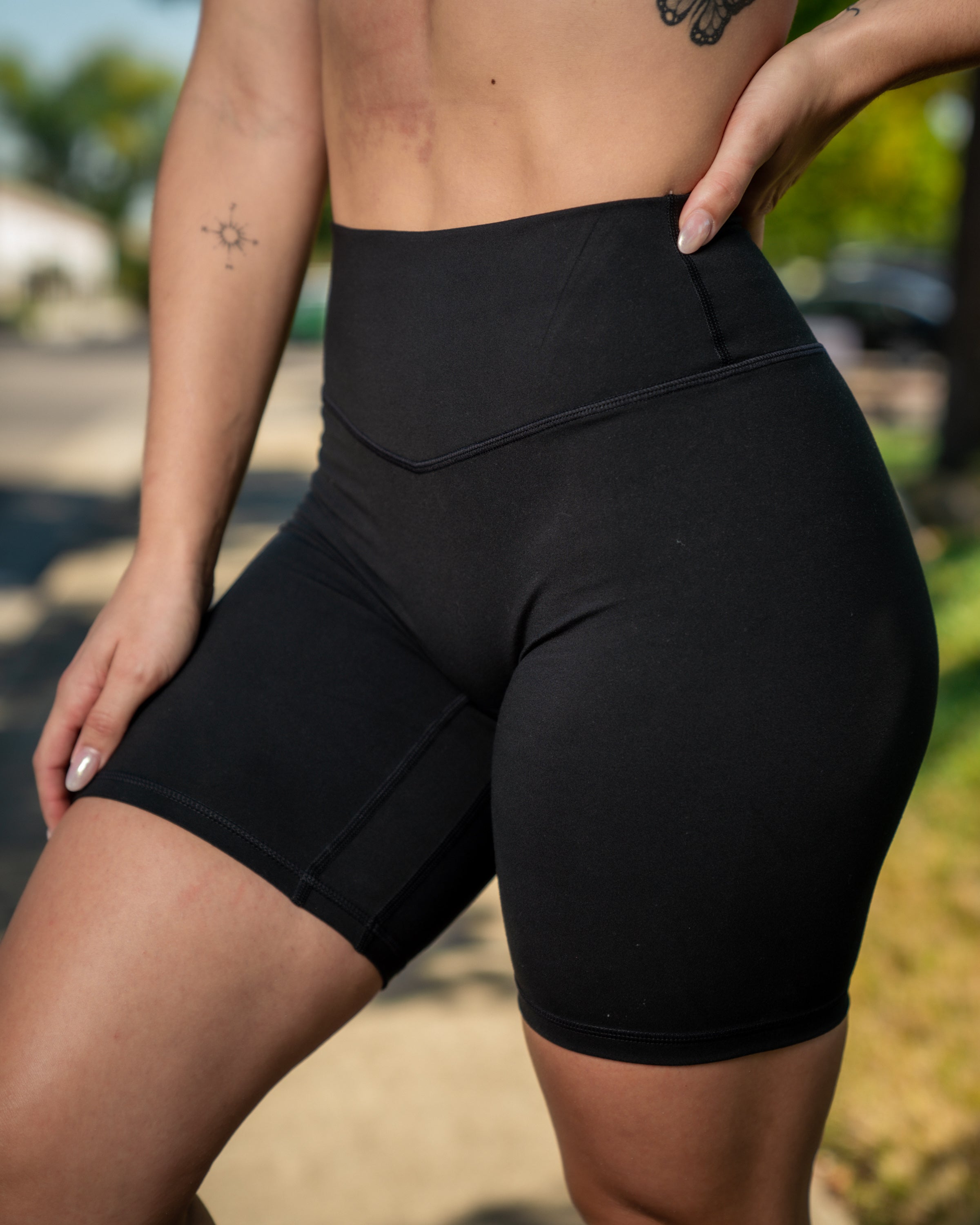 8 Effortless Scrunch Biker Shorts for Women - High Waisted Yoga Workout Shorts - Black - Perfect for Gym, Running & Lounge Wear