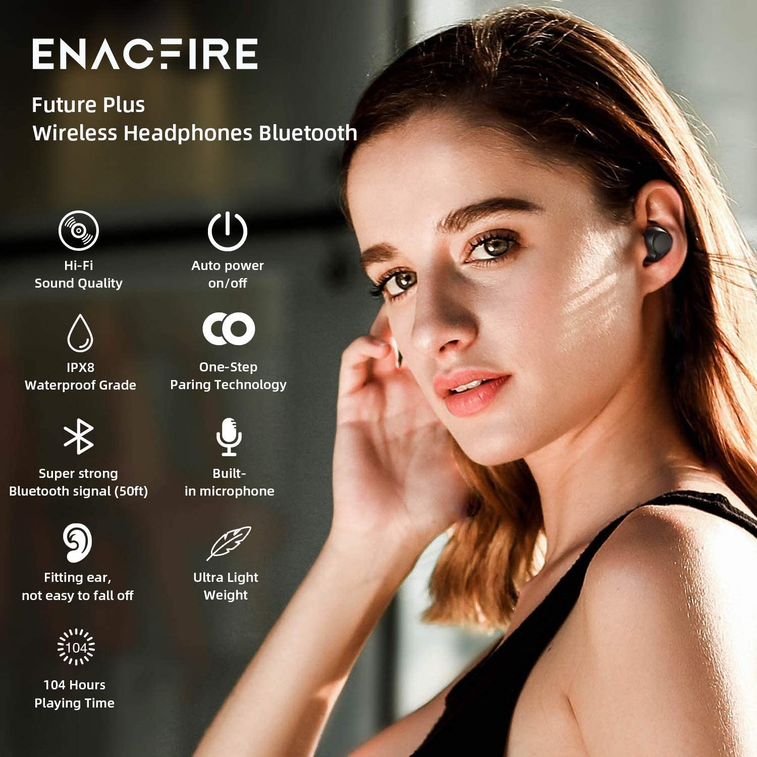 ENACFIRE Future Plus Wireless Earbuds Bluetooth 5.3, 60H Playtime, Noise Cancelling Headphones with Mic for iPhone Android - Perfect for Workout, Commuting & Travel