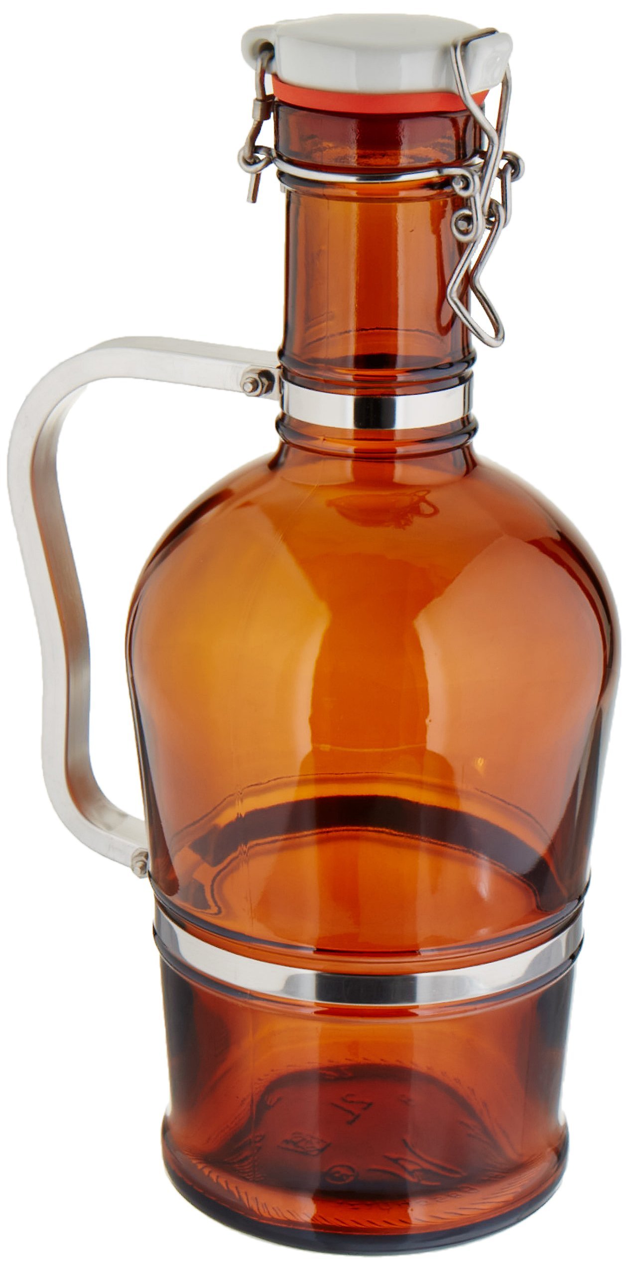 2 Liter Glass Growler with Metal Handle - Homebrewing & Winemaking Supplies for Beer, Kombucha & Cold Brew | Midwest Homebrew Equipment