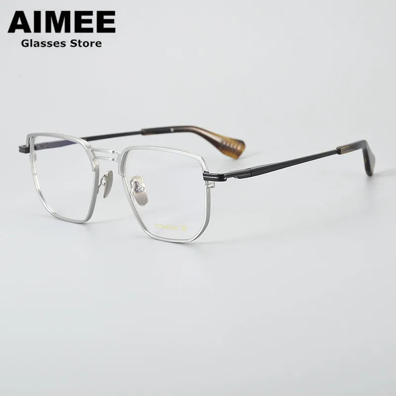 Aimee Unisex Full Rim Big Square Double Bridge Titanium Eyeglasses 942153 - Lightweight Durable Frame for Reading & Computer Use - Fashionable Eyewear for Men & Women