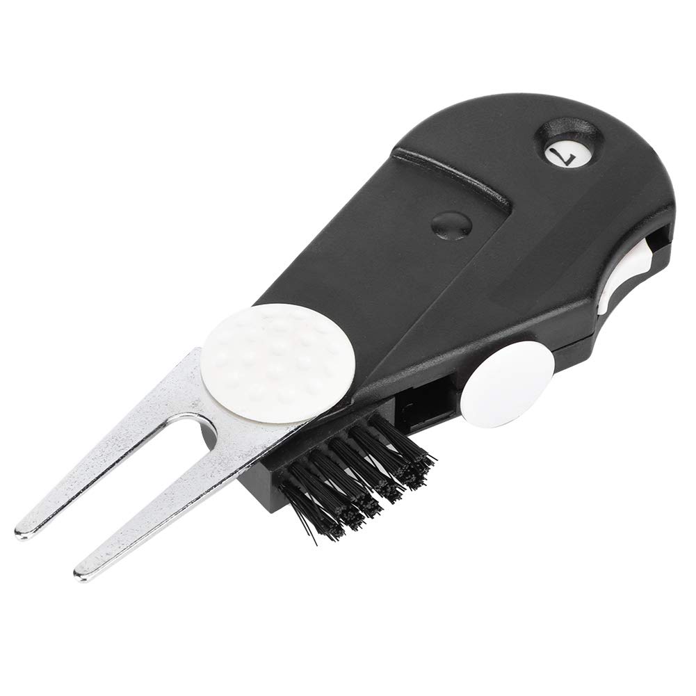 Premium Plastic Golf Divot Tool with Ball Marker, Brush, Stroke Counter & Belt Clip - Multifunctional Golf Accessory for Course Repair & Game Tracking