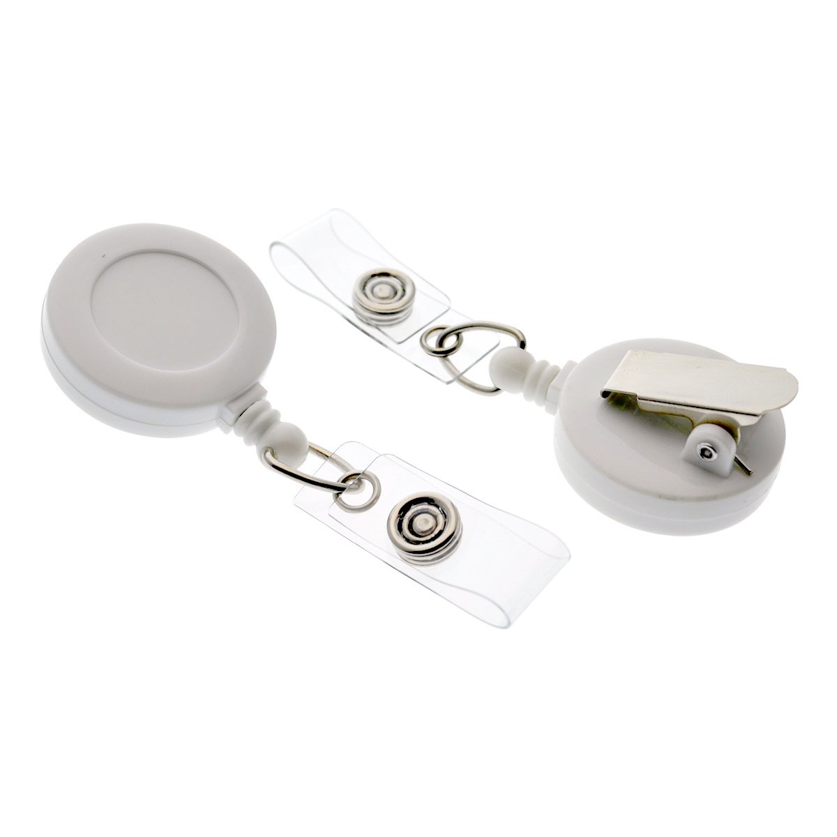 100 Pack Retractable Badge Reels with Extra Tight Alligator Clip - Non-Swiveling Office ID Card Holders for Nurses, Teachers & Security Personnel (White) - Bulk Supply for Conventions, Hospitals & Corporate Events
