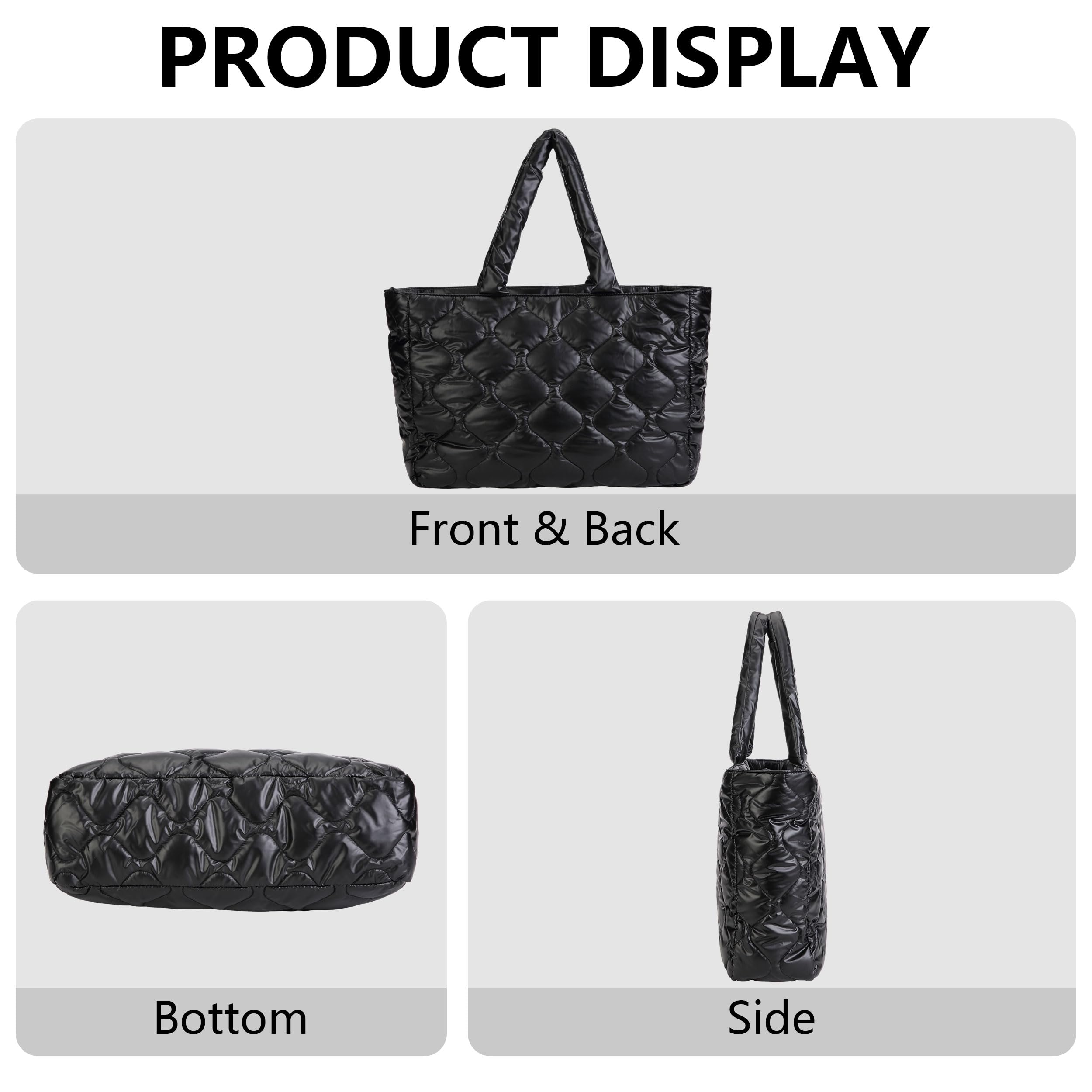 Puffy Bag for Women - Large Quilted Puffer Tote Bag with Zipper, Stylish Shoulder Handbag for Travel, Work & Daily Essentials | Perfect for Commuting, Shopping & Weekend Getaways