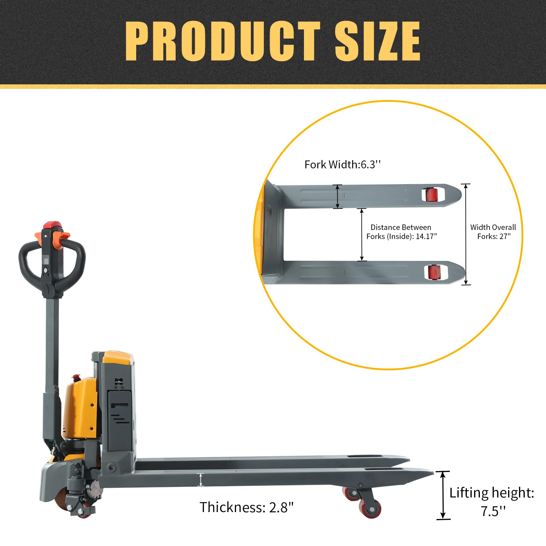Xilin 3300Lbs Electric Pallet Jack - Lithium Powered Walkie Pallet Truck with 48