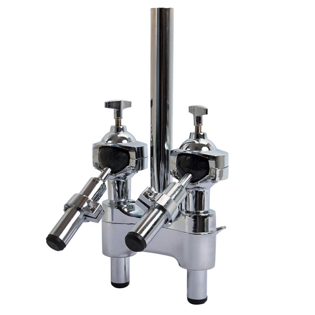 Double Drum Set Clamp Bracket Holder Mount Stand for Tom Drum & Jazz Drum - Silver Drum Accessory for Professional Musicians & Drum Kits - Perfect for Live Performances, Studio Recording & Music Classrooms