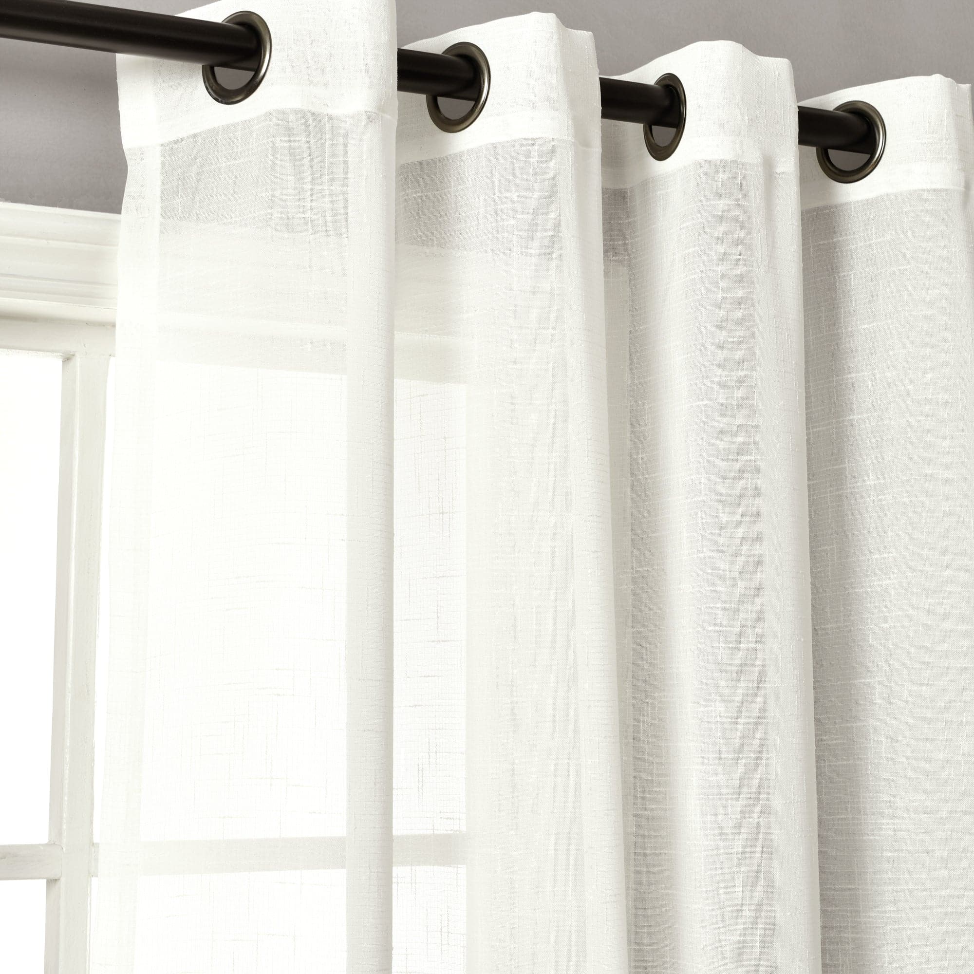 Sheer Window Curtain Panel Set with Grommet Top - Light Filtering Privacy Drapes for Living Room, Bedroom & Office - Bridie Collection