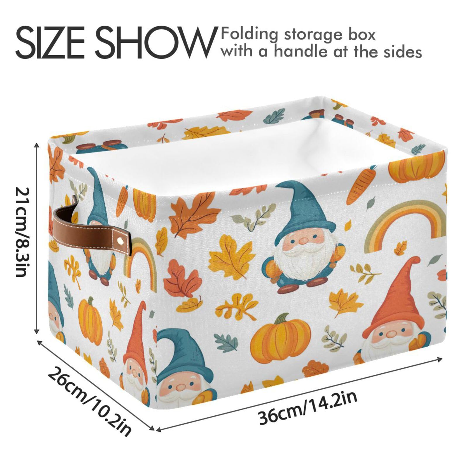 Large Foldable Pumpkin Gnome Storage Baskets with Handles - 2 Pack, Multi-Functional Closet Organizer for Toys, Books & Clothes | Perfect for Nursery, Playroom & Bedroom Storage Solutions