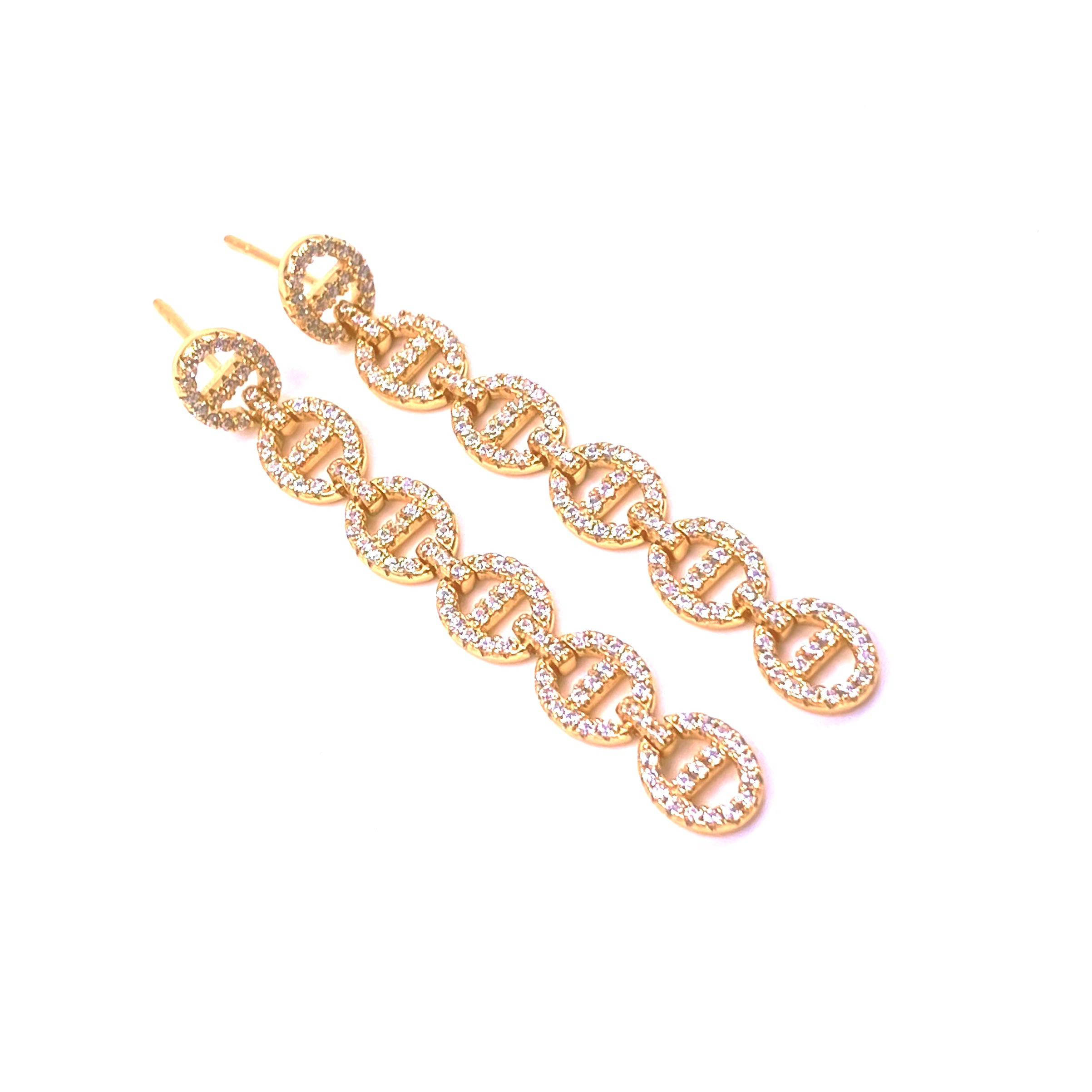 Ashley Gold Sterling Silver Gold Plated CZ Open End Drop Earrings for Women - Elegant Dangle Earrings for Parties, Weddings & Special Occasions