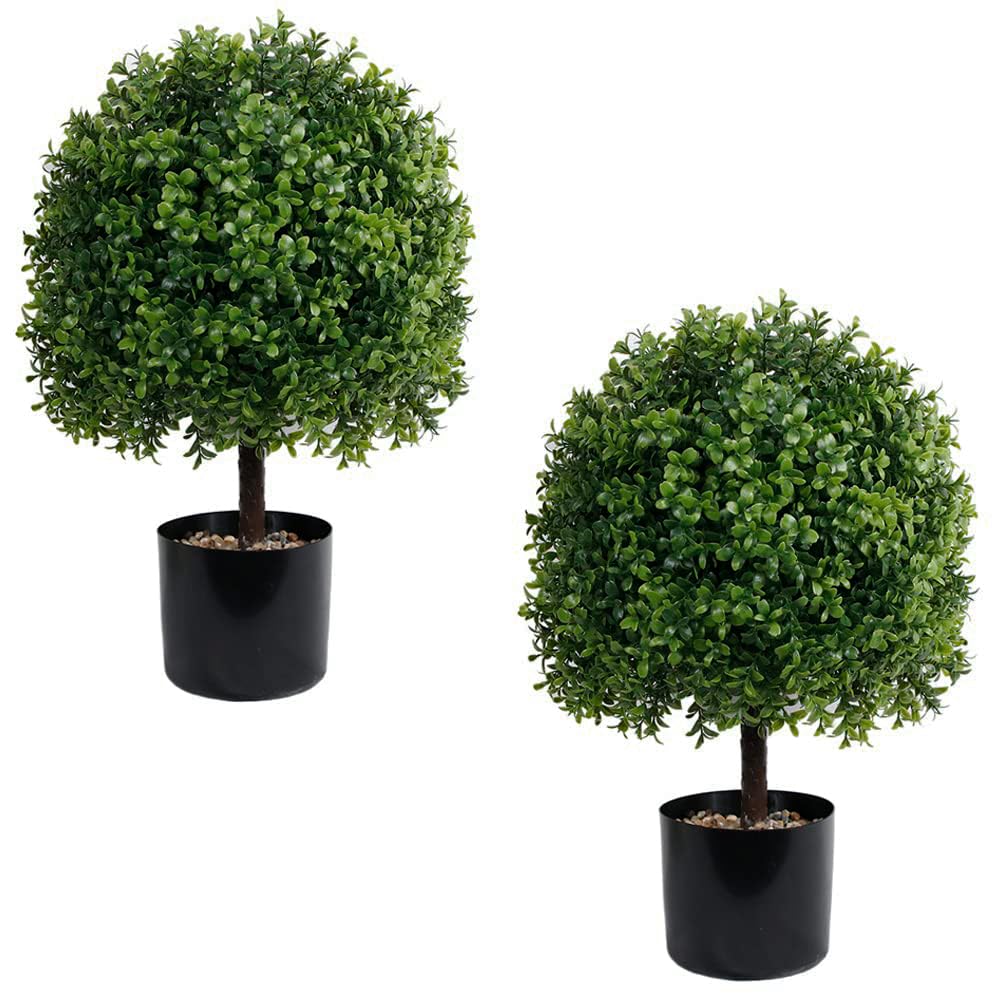 Premium Artificial Boxwood Topiary Ball Trees - Set of 2 (22