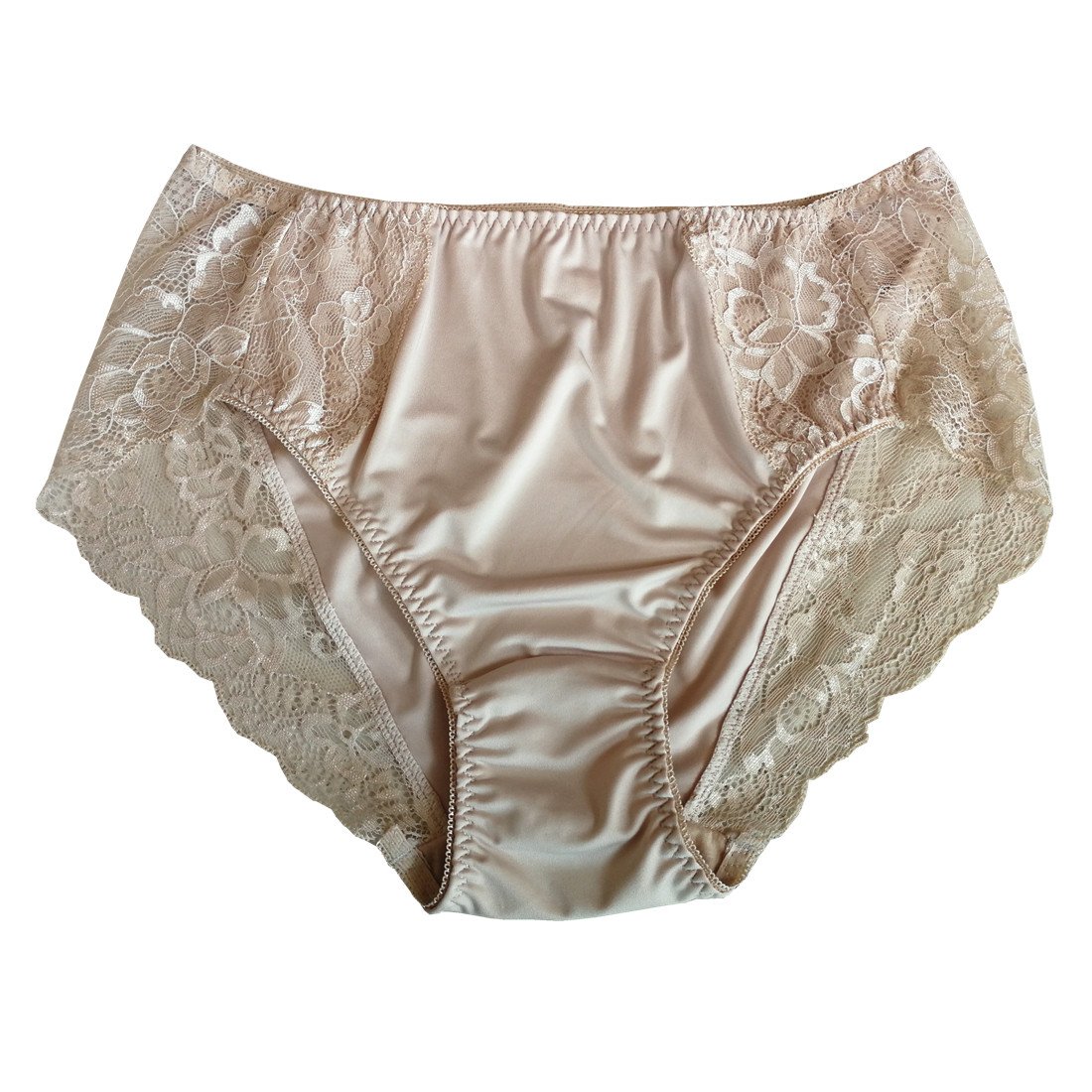 Plus Size Women's High Cut Full Brief Panties - Lace Trimmed Milk Protein Fiber Underwear for Comfort & Style - Perfect for Everyday Wear, Sleep & Lounge