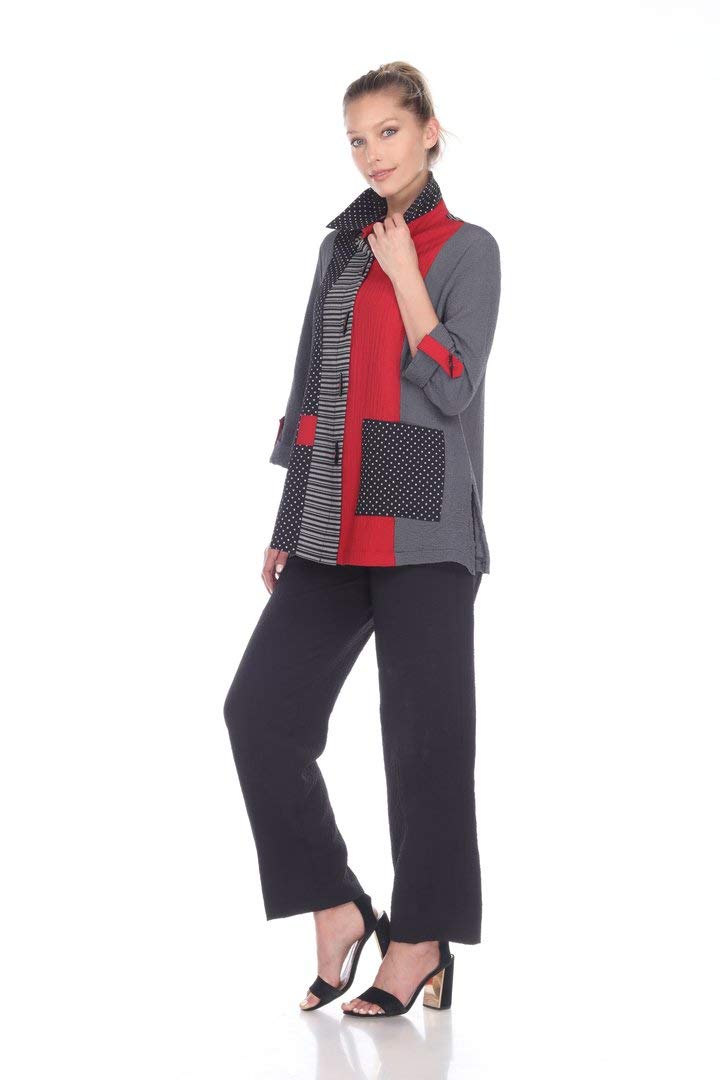 Moonlight Mixed-Media Button Front Shirt Jacket for Women - Stylish Layering Piece for Casual Outings & Date Nights | 2325