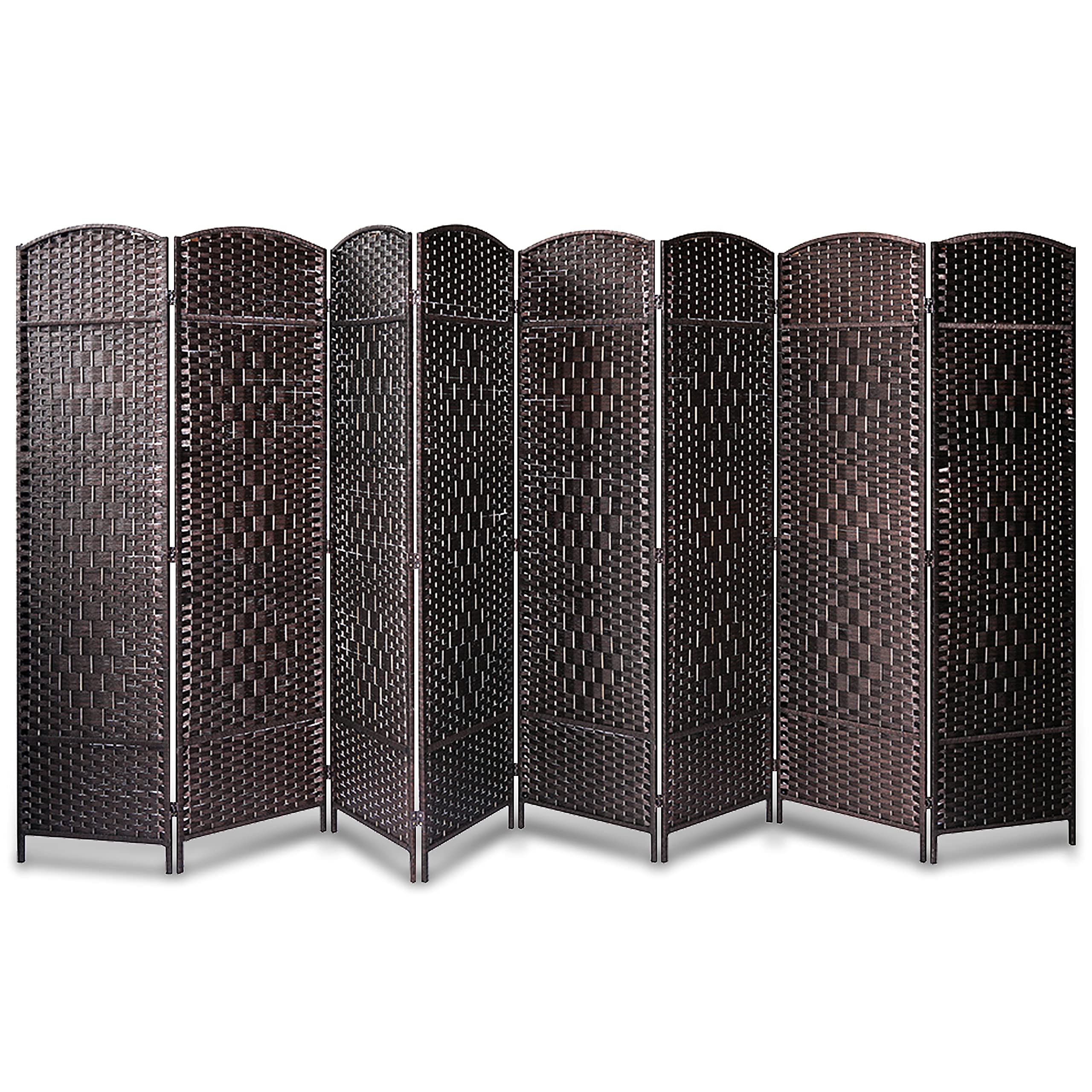 SereneLife 8-Panel Woven Fiber Room Divider - Freestanding Portable Folding Privacy Screen for Home, Office, Dressing Area & Indoor Decoration | Perfect for Creating Private Spaces, Room Separation & Stylish Home Decor