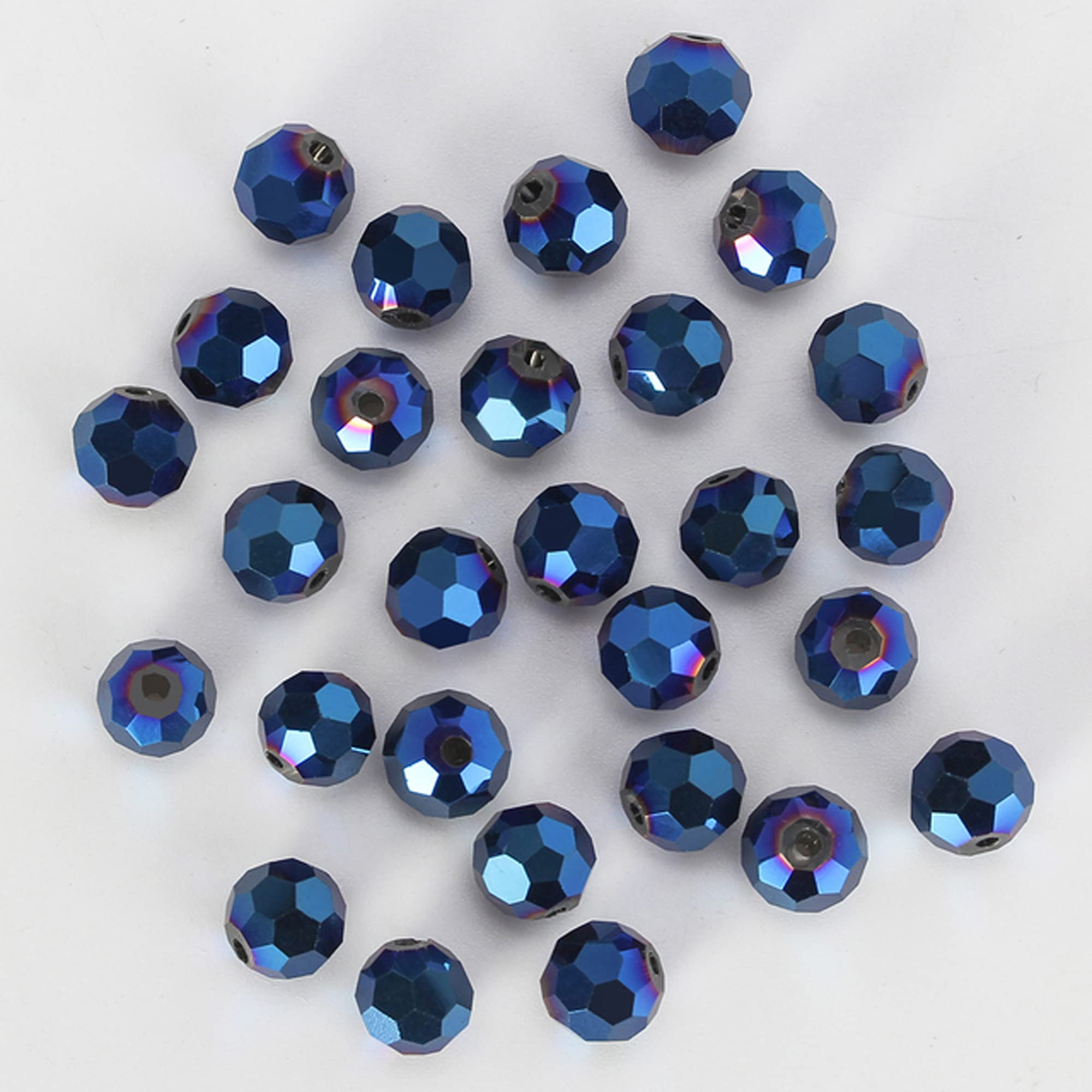 300PCS 4mm Blue AB Faceted Round Crystal Glass Beads for Jewelry Making - DIY Spacer Beads for Necklaces, Bracelets & Earrings - Perfect for Crafting, Gifts & Fashion Accessories