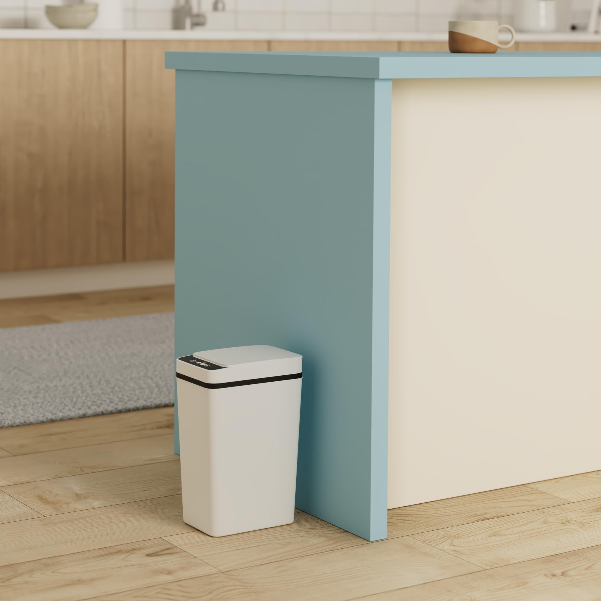 2 Pack Automatic Motion Sensor Trash Can with Lid - 2.6 Gallon Touchless Slim Waterproof Garbage Bin for Bathroom, Bedroom, Office & Living Room | Perfect for Hands-Free Waste Disposal in Small Spaces - White