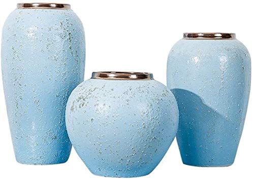 Nordic Style Handmade Ceramic Vase Set - 3-Piece Decorative Flower Pot for Home & Office Decor | Perfect for Living Room, Desktop, Wine Cabinet, Porch, and Dry Flower Arrangement