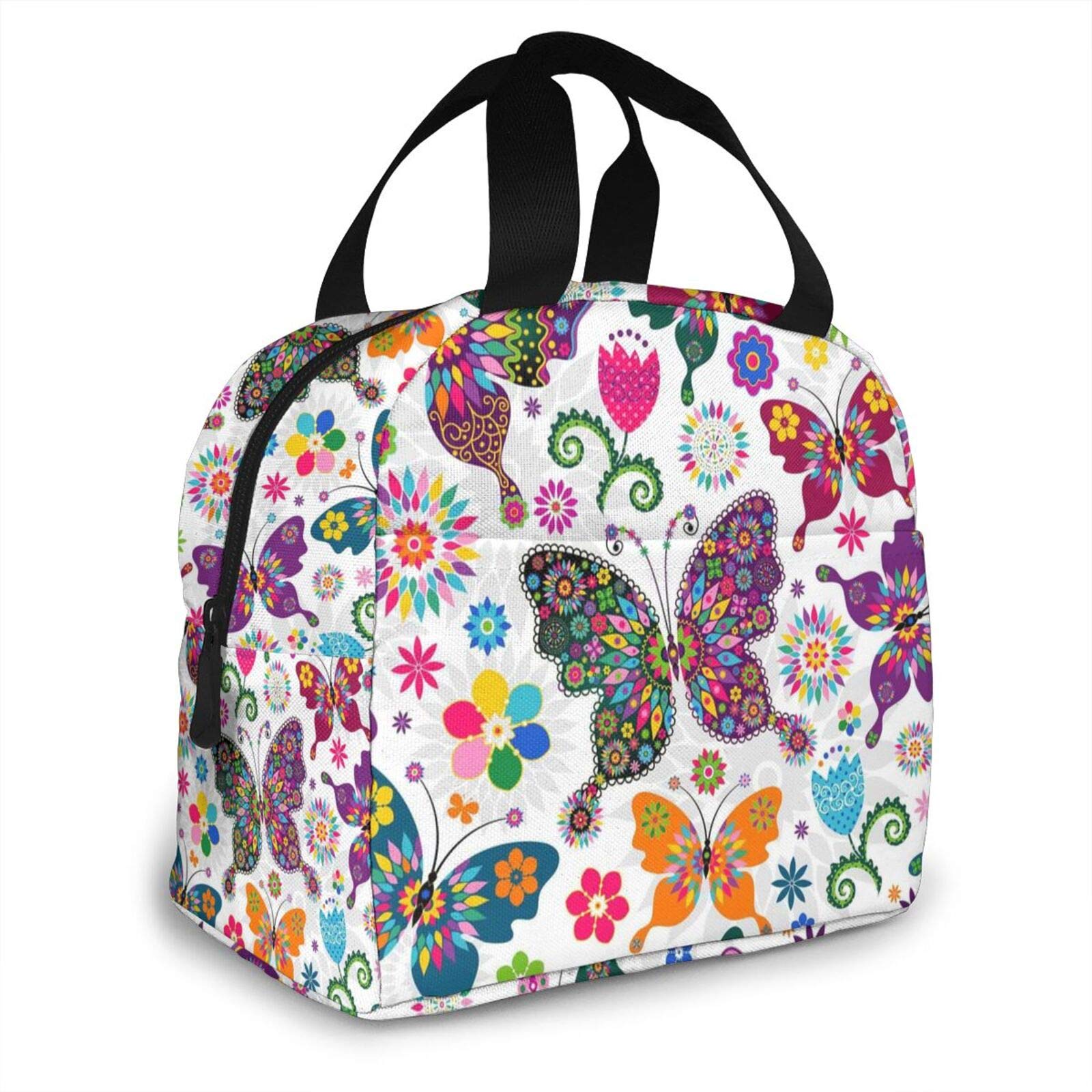 Colorful Insulated Lunch Bag for Women - Reusable Cooler Tote with Front Pocket | Perfect for Work, Office, School, Picnic, Hiking & Beach Outings