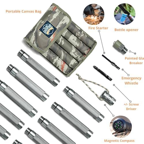 Premium 15-in-1 Collapsible Tactical Hiking Stick - Retractable Trekking Pole with 8 Tubes | Multifunctional Outdoor Gear for Hiking, Camping & Survival | Perfect for Backpacking, Mountaineering & Emergency Preparedness