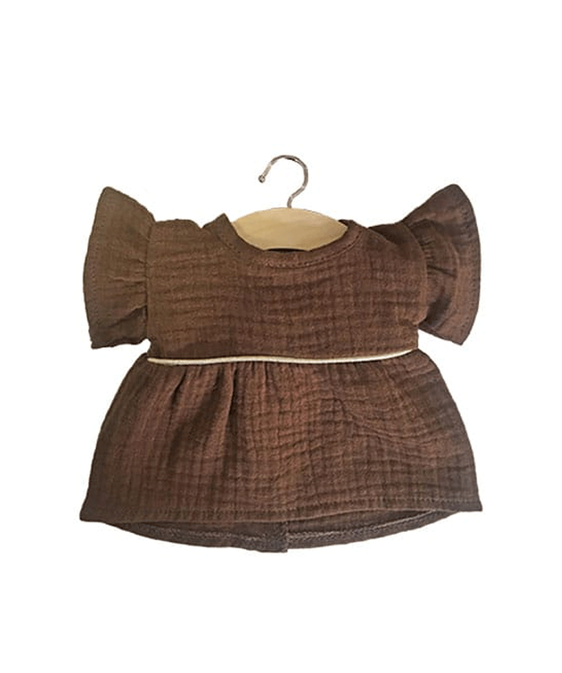 Minikane Baby Doll Chocolate Daisy Dress - Adorable Outfit for 18 Inch Dolls | Perfect for Pretend Play, Dress Up & Photo Shoots