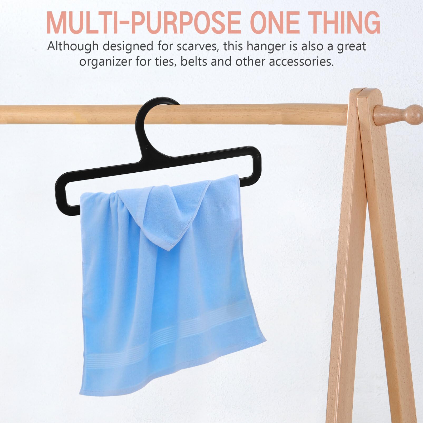 10-Pack Plastic Scarf Hangers - Space Saving Closet Organizer for Scarves, Ties, Belts, Towels & Leggings | Perfect for Bedroom, Closet & Laundry Room Organization