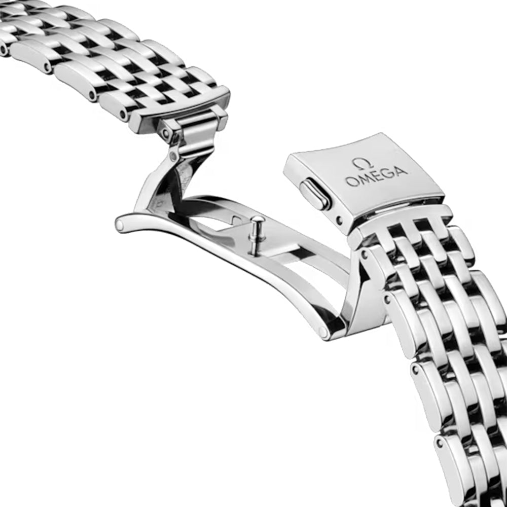 Luxury De Ville Prestige Diamonds Quartz Watch 30mm Blue Dial with Stainless Steel Bracelet - Perfect for Formal Events & Business Occasions