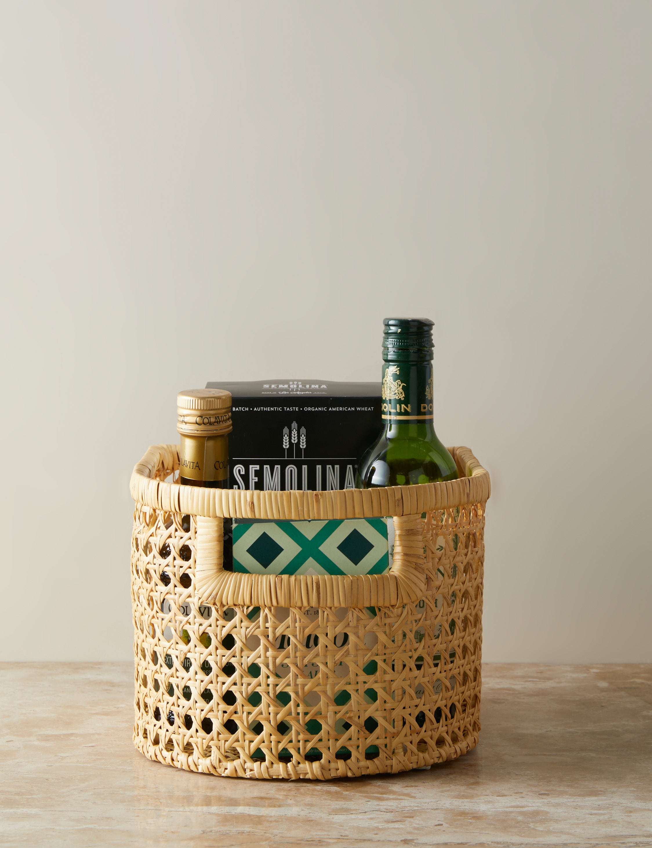 Sarah Sherman Samuel Handwoven Natural Cane Basket - Boho Home Decor, Storage Organizer for Living Room, Bedroom, or Office