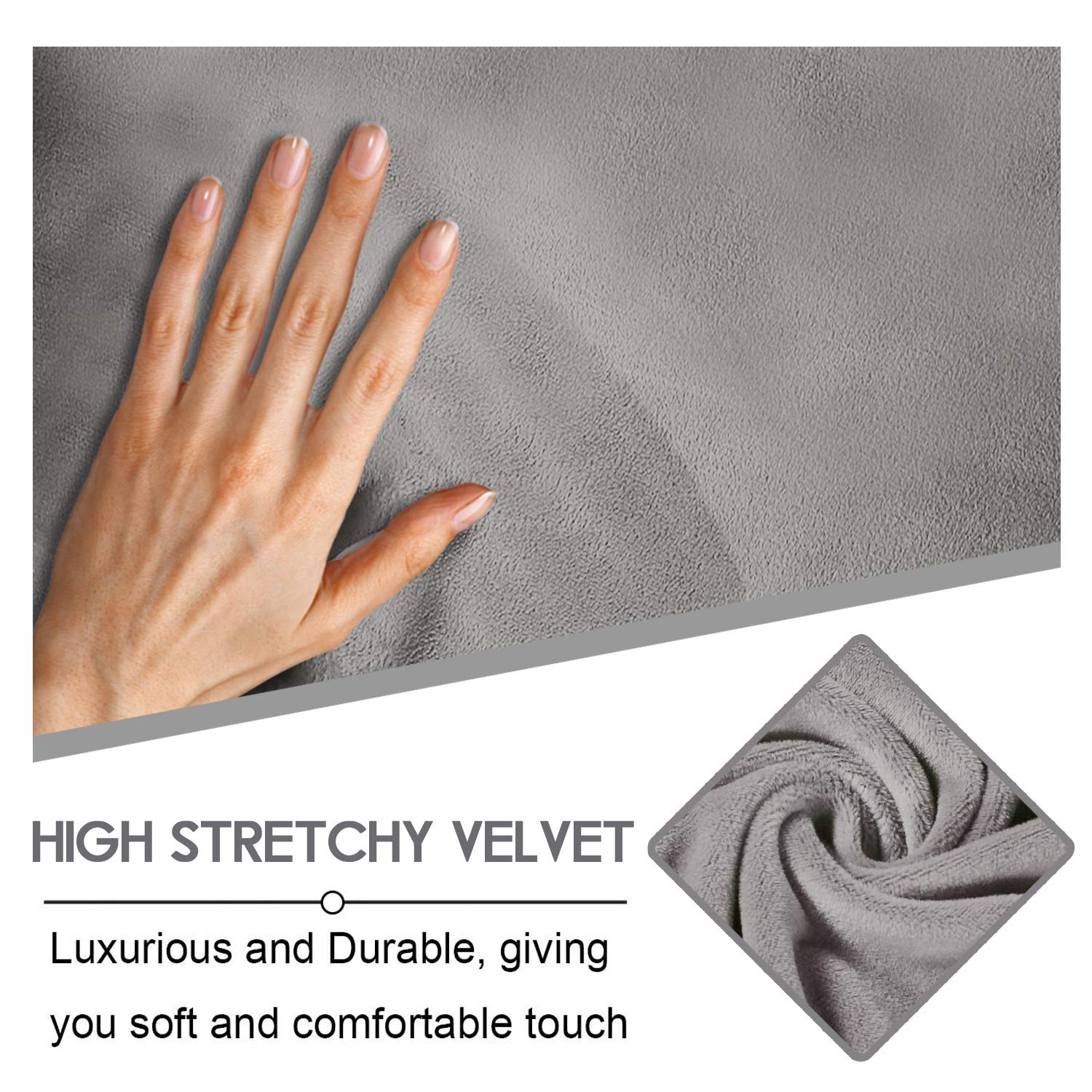 ULTICOR 7-Piece L-Shaped Recliner Sofa Cover - Velvet Stretch Couch Cover for Sectional Reclining Sofa - Soft Washable Furniture Protector (Light Gray, Fits 5-Seat L-Shaped Recliners) - Perfect for Living Room, Home Theater & Family Gatherings