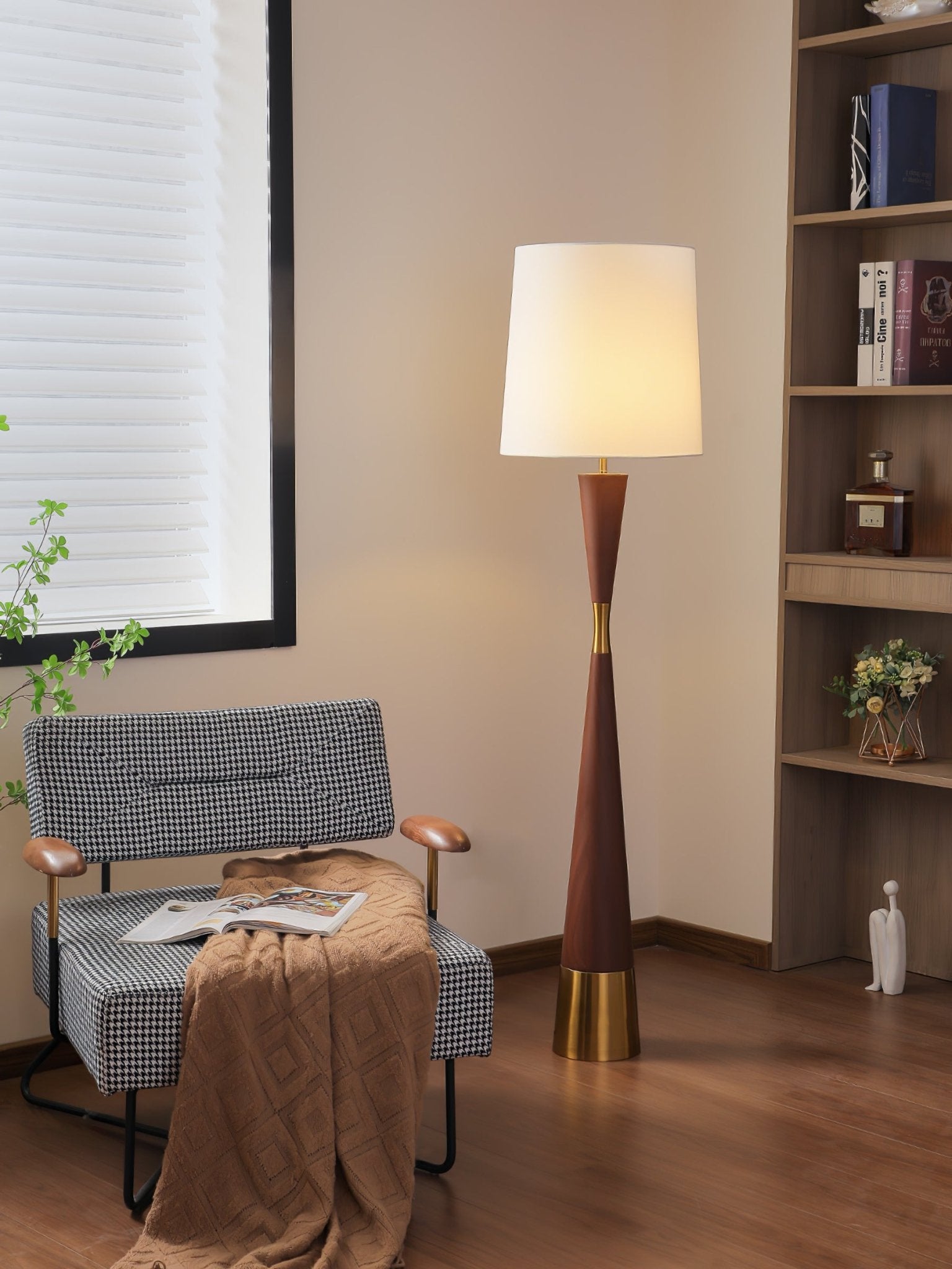 Modern Cone Waist Floor Lamp - Adjustable Standing Light for Living Room, Bedroom & Office - Warm White LED Reading Light with Remote Control - Perfect for Cozy Nights & Home Decor