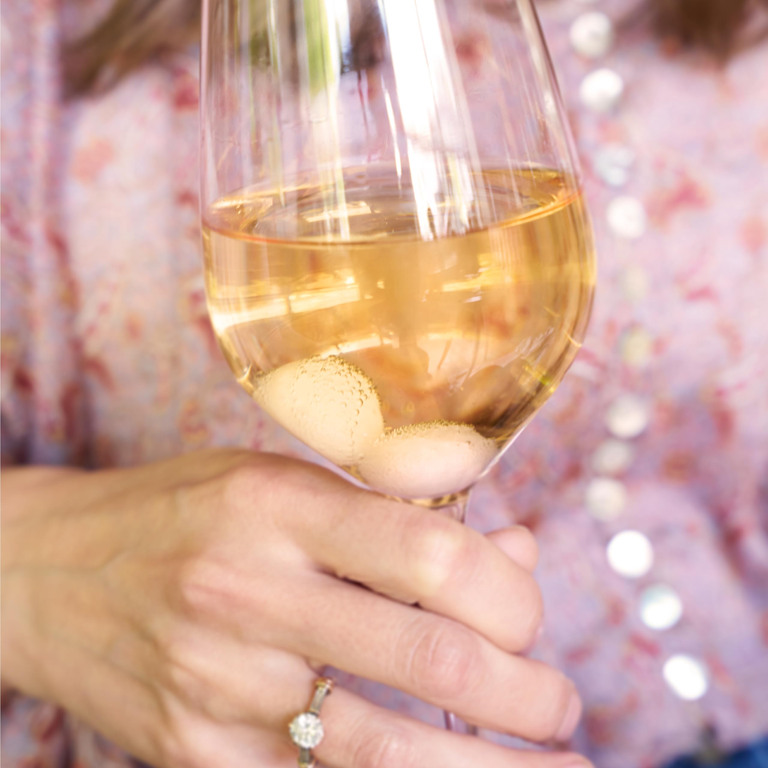 Twine Rose Quartz Wine Gems - Set of 6 Pink Drink Chillers & Whiskey Stones | Real Polished Rose Quartz Stone Spheres for Wine, Cocktails & Whiskey | Perfect for Parties, Gifts & Home Bars