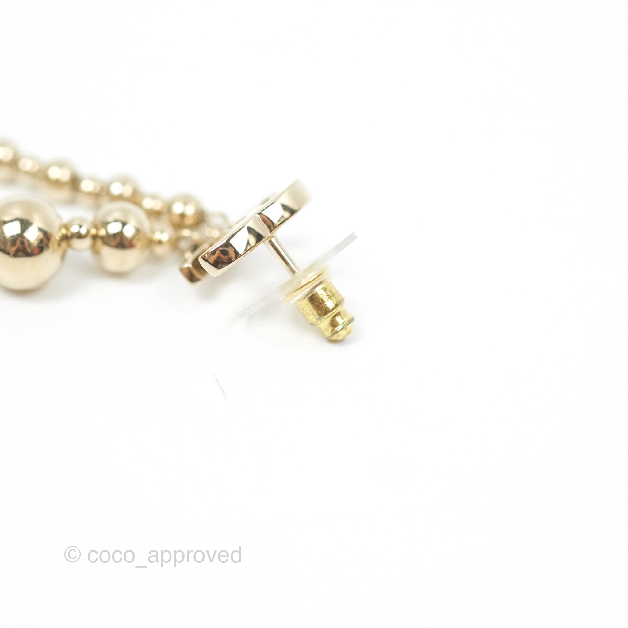Chanel CC Bead Long Drop Earrings - Gold Tone 21S Collection | Luxury Fashion Jewelry for Women | Perfect for Parties, Weddings & Special Occasions