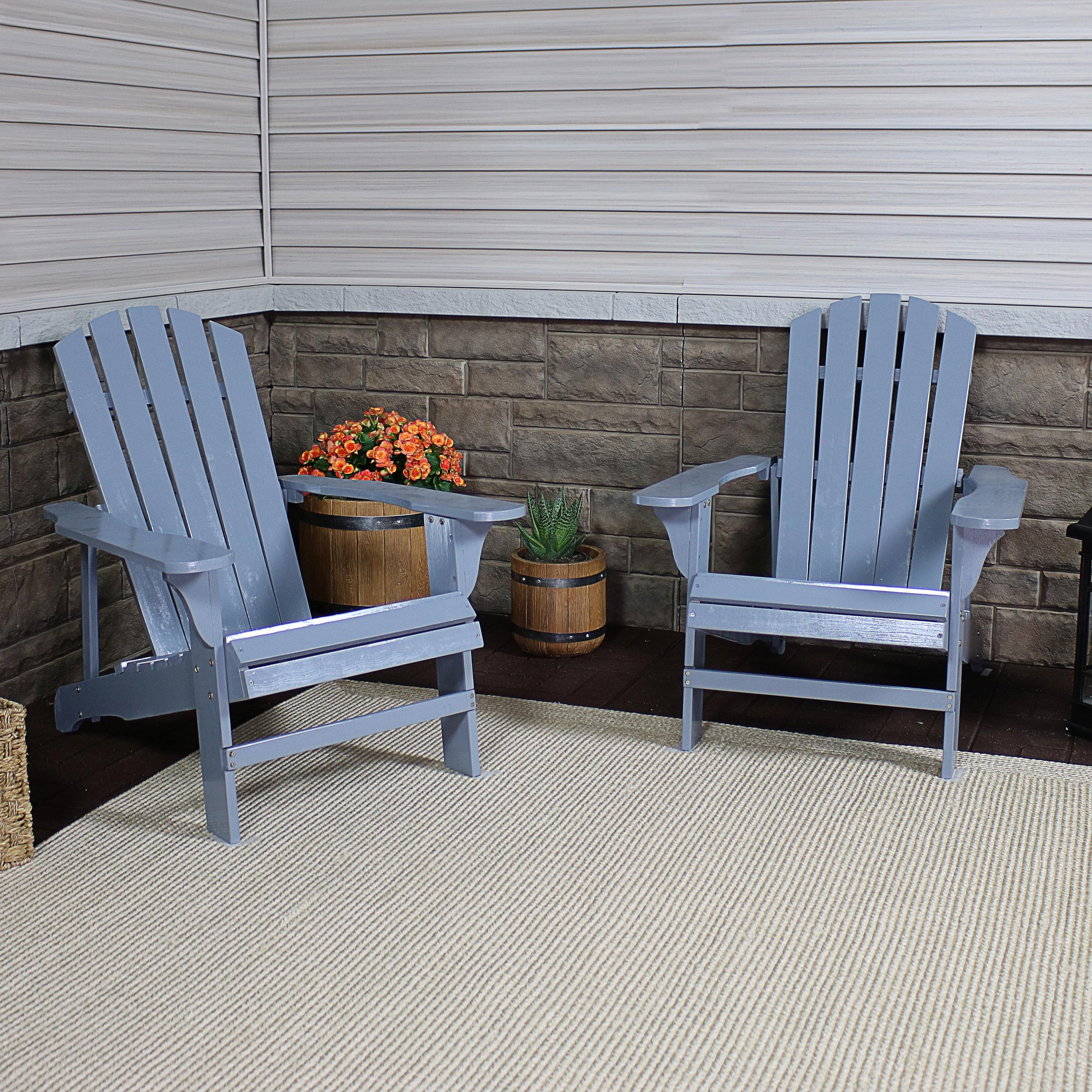 Coastal Bliss Wooden Adirondack Chair - Weather-Resistant Outdoor Patio Furniture for Beach, Garden & Backyard Relaxation