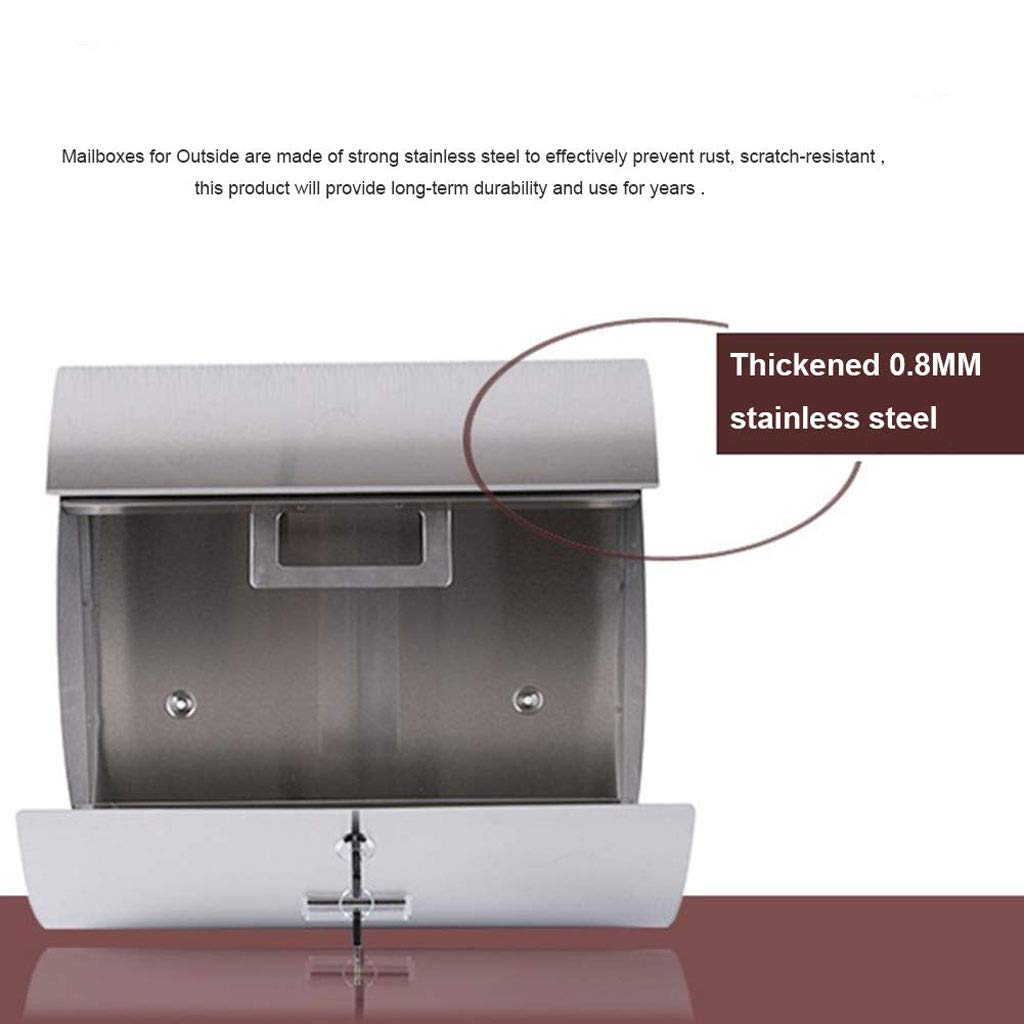 Stainless Steel Wall-Mounted Outdoor Mailbox with Lock - Waterproof Villa Letter Box & Suggestion Box for Home, Garden, and Office Security