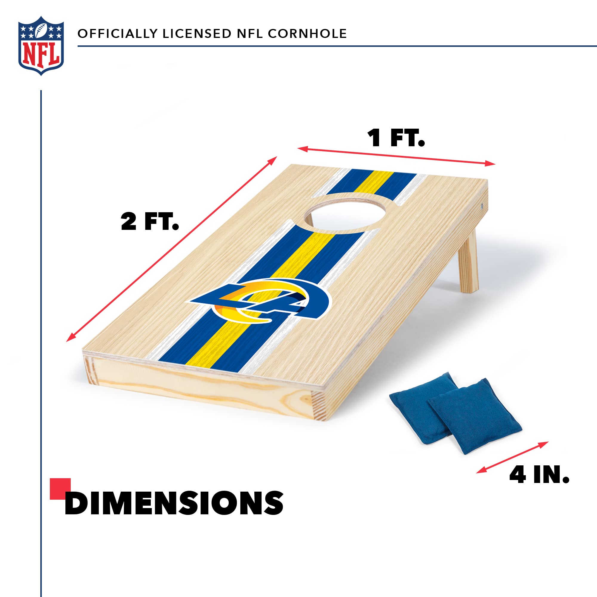Los Angeles Rams NFL Cornhole Set - 1' x 2' Travel Size Solid Wood Bean Bag Toss Game with HD Team Graphics | Perfect Outdoor Tailgating, Backyard BBQ & Family Game Night | Great Gift for Football Fans