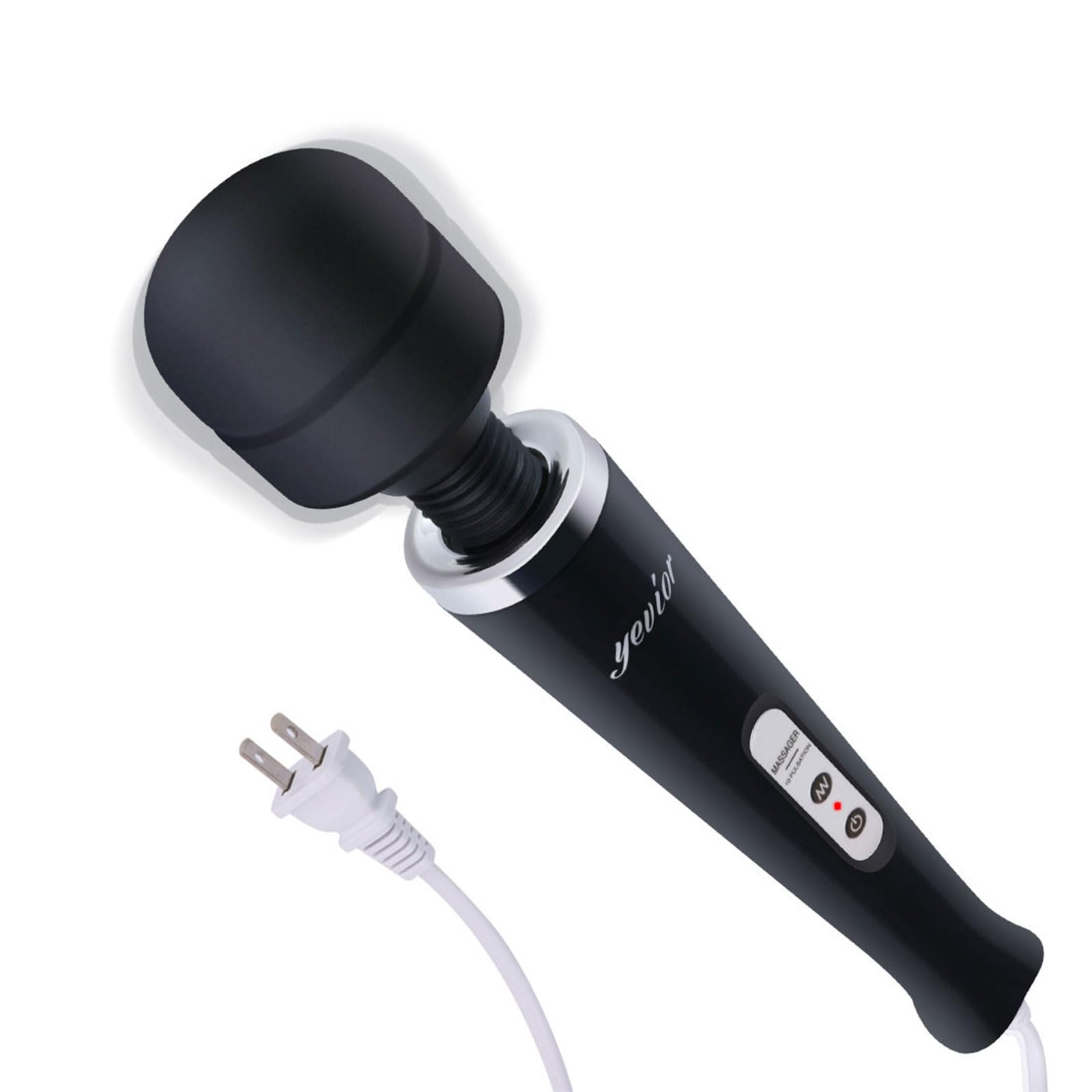 YEVIOR Wired Handheld Massager with 10 Adjustable Intensity Levels - Deep Tissue Muscle Relief for Sports Recovery, Back Pain & Body Aches - Portable Full Body Massage Therapy Device for Home, Office & Travel (Black)