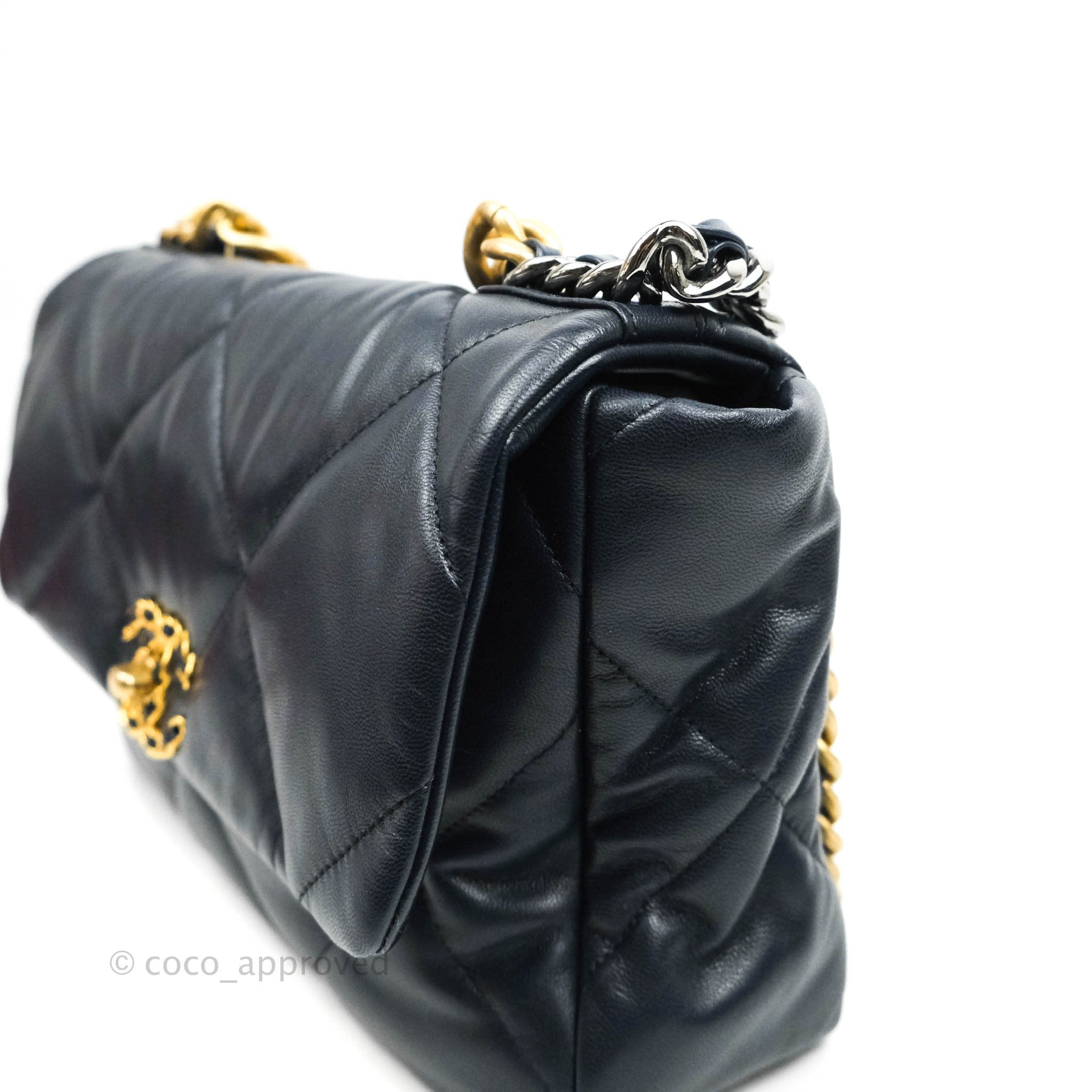 Chanel 19 Medium Flap Bag in Navy Goatskin Leather with Mixed Hardware - Perfect for Work, Travel & Evening Events
