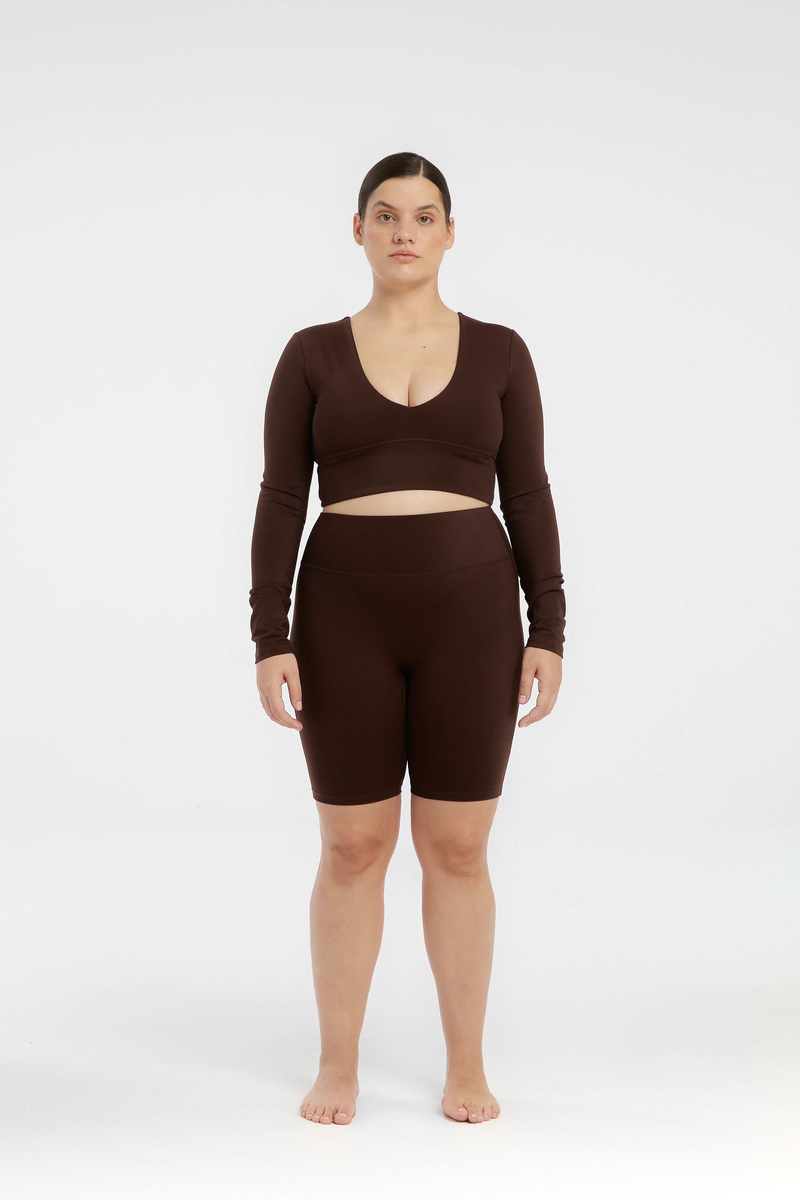 Butter Flex High Rise Bike Shorts for Women - Comfortable Mocha Cycling Shorts for Workout, Yoga & Running - Perfect for Gym, Fitness & Outdoor Activities