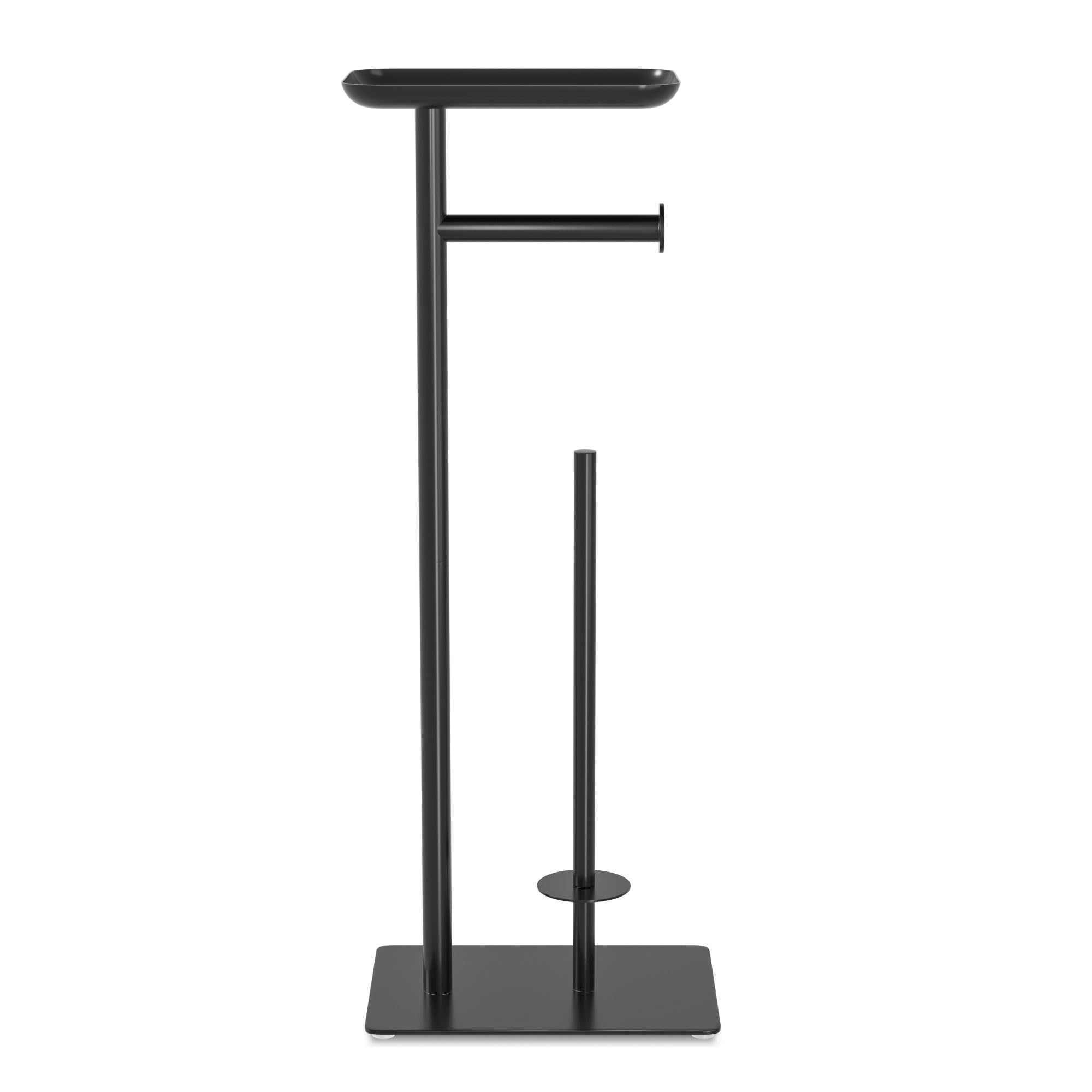 Free Standing Toilet Paper Holder Stand with Storage Shelf - Bathroom Tissue Roll Dispenser Holds 4 Spare Rolls - Perfect for Home, Office & RV Bathroom Organization