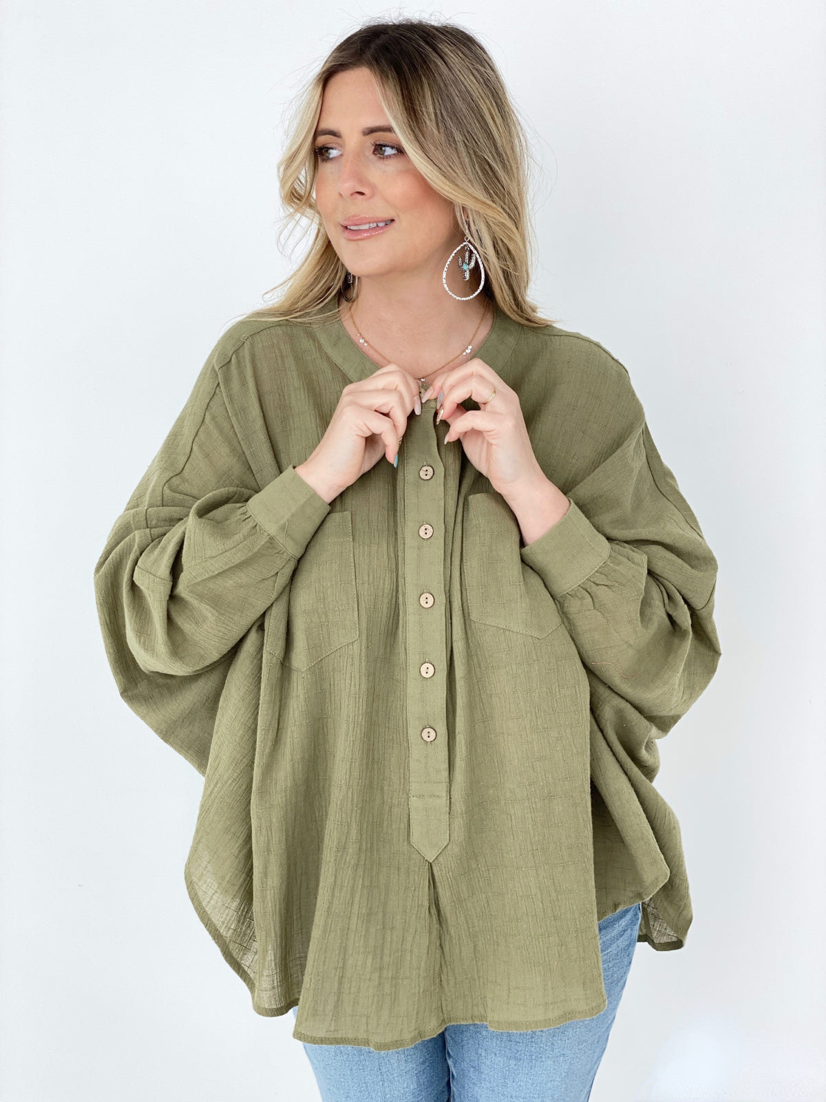 Stylish Oversized Cotton Linen Top for Women - Comfortable Textured Blouse for Casual Wear, Work & Travel