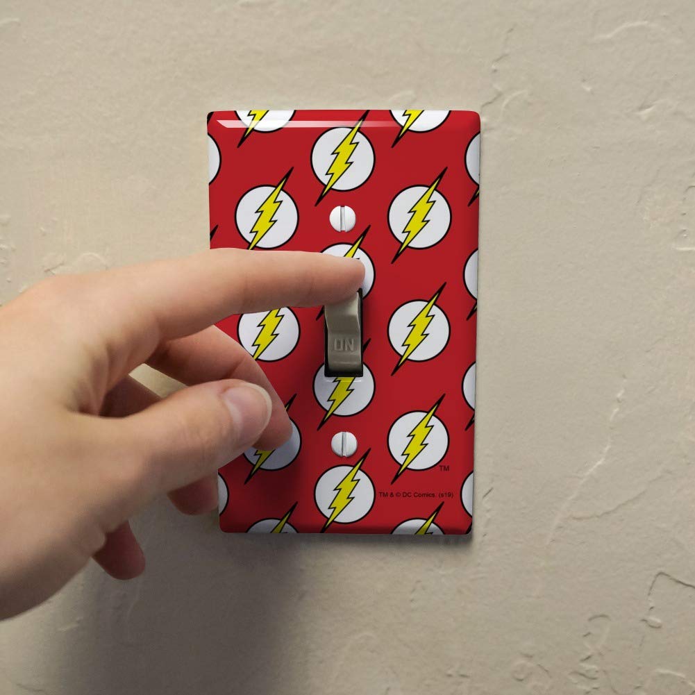 The Flash Lightning Bolt Logo Plastic Wall Decor Light Switch Cover - Superhero Theme Room Decor for Kids & Adults - Perfect for Bedrooms, Game Rooms, and Comic Book Fan Spaces