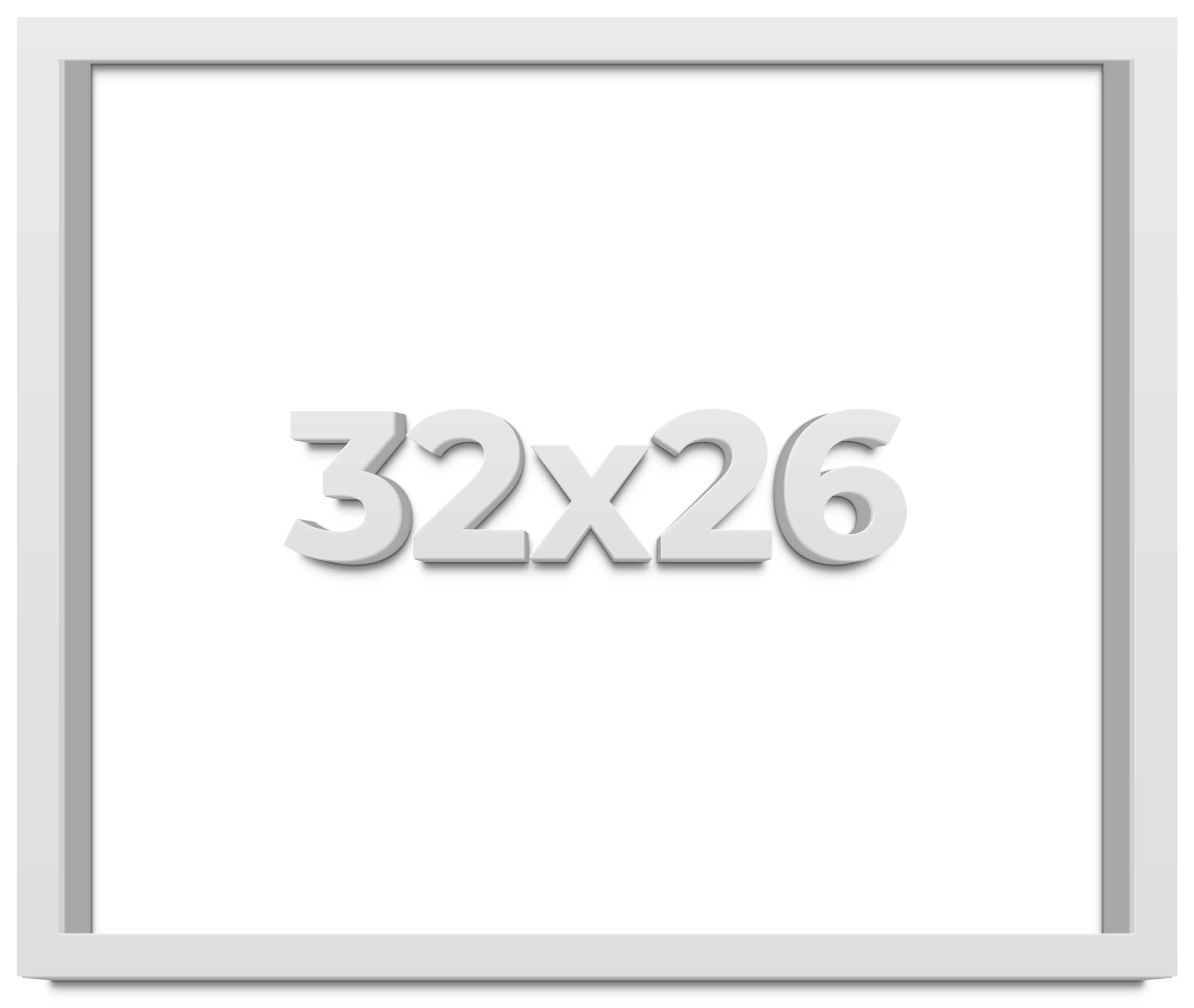 32x26 White Shadow Box Display Frame - 2 Inch Rabbet Depth, 1.25 Inch Moulding Width with Shatter-Resistant Acrylic Plexiglass - Includes Foam Board Backing & Hanging Hardware - Perfect for Memorabilia, Artwork, and 3D Keepsake Display