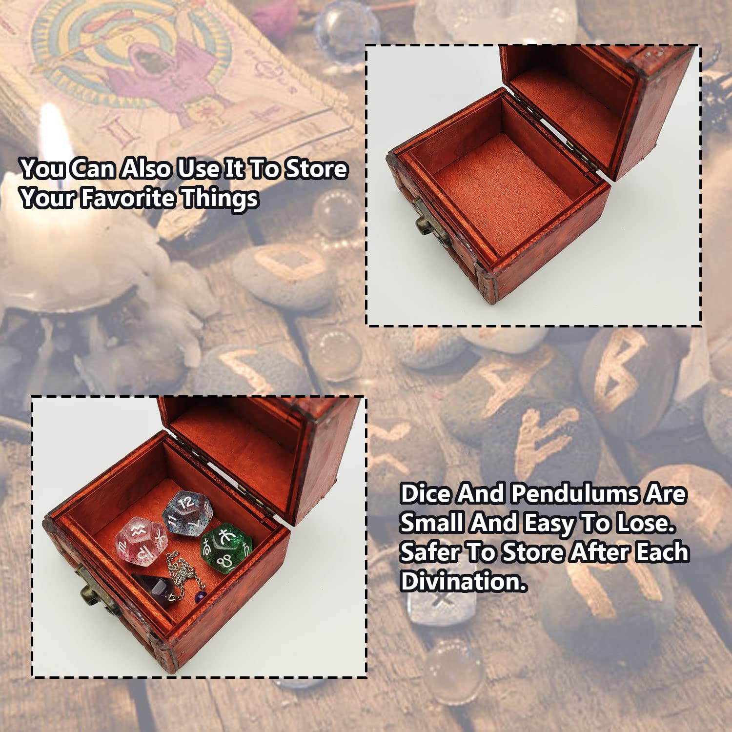 Knana 6-Piece Pendulum Board Set for Divination & Dowsing - Includes Crystal Pendulum, Tarot Dice, Astrology Dice with Storage Box - Perfect Wiccan Supplies & Tools for Beginners (Ideal for Tarot Reading, Spiritual Guidance & Energy Work)