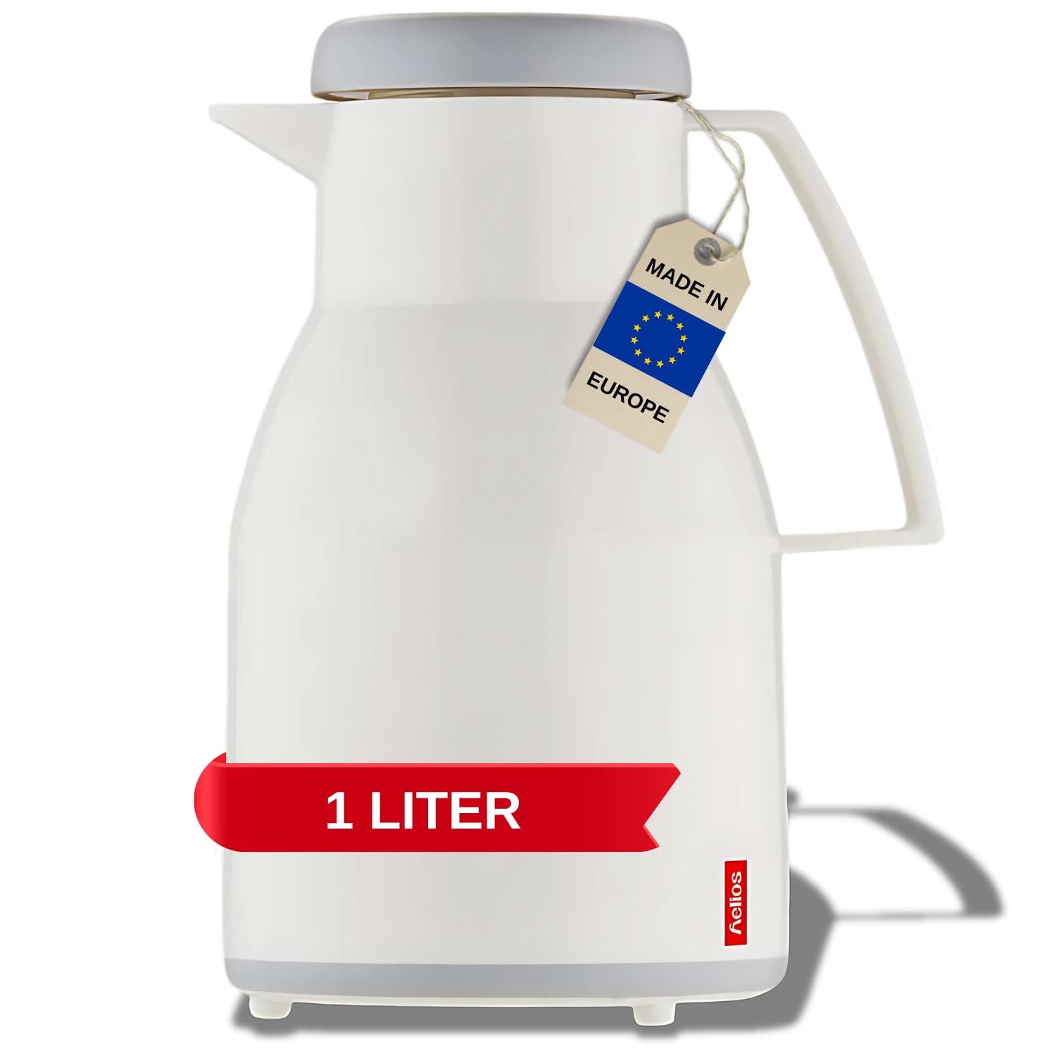 Helios 1L White Vacuum Insulated Water Jug - Perfect for Outdoor Activities, Travel & Office Hydration