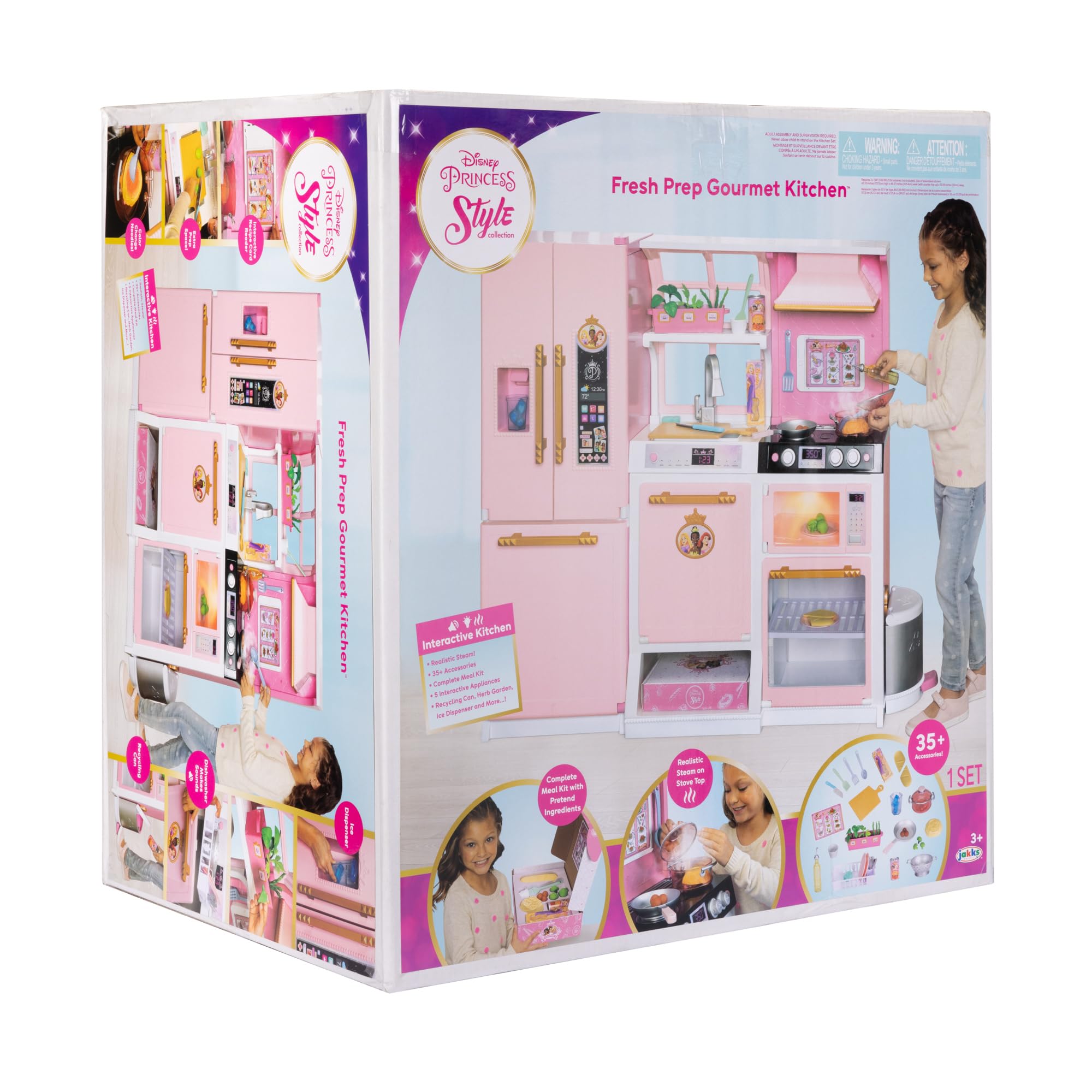 Disney Princess Pretend Play Kitchen Set for Kids - Interactive Toy Kitchen with Realistic Steam, 35+ Accessories & Complete Meal Kit - Perfect for Role Play, Birthday Gifts & Preschool Learning
