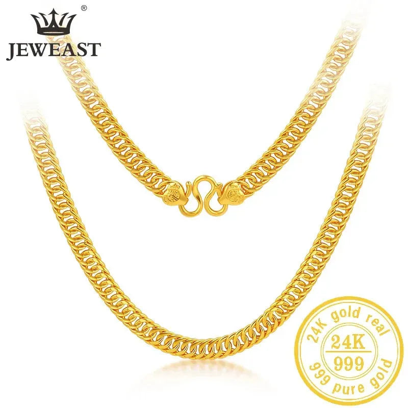 24K Pure Gold Necklace for Men - Real AU 999 Solid Gold Chain - Classic Upscale Jewelry - Elegant Gift for Him - Perfect for Weddings, Anniversaries & Special Occasions - New 2023 Collection