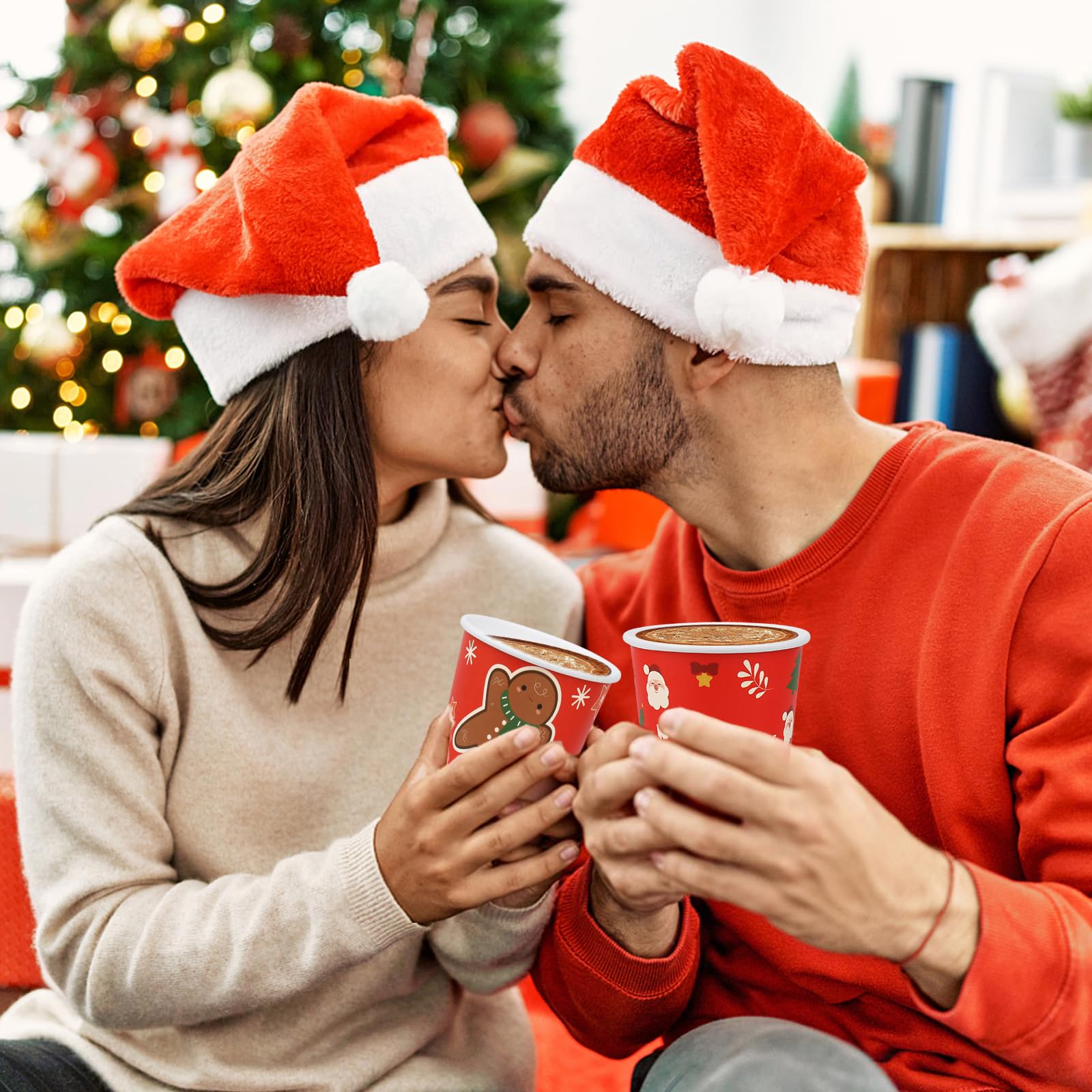 Richboom Disposable Christmas Coffee Cups - 42 Count 12 oz Cute Holiday Paper Cups for Hot Cocoa, Coffee & Cold Beverages | Perfect for Christmas Parties, Office Celebrations & Hot Chocolate Bars