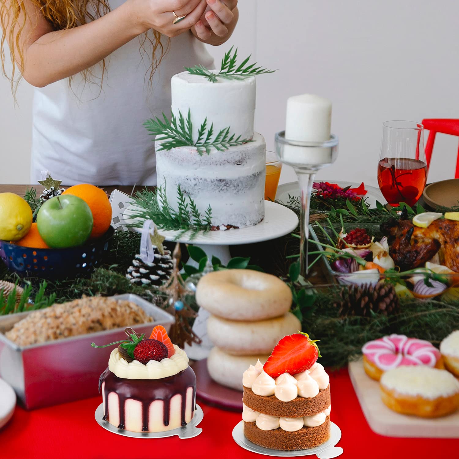 200 Pcs Mini Cake Boards - Silver Round Grease Proof Dessert Displays for Mousse Cakes, Cupcakes & Pastries | Perfect for Baking, Party Serving & Dessert Presentation
