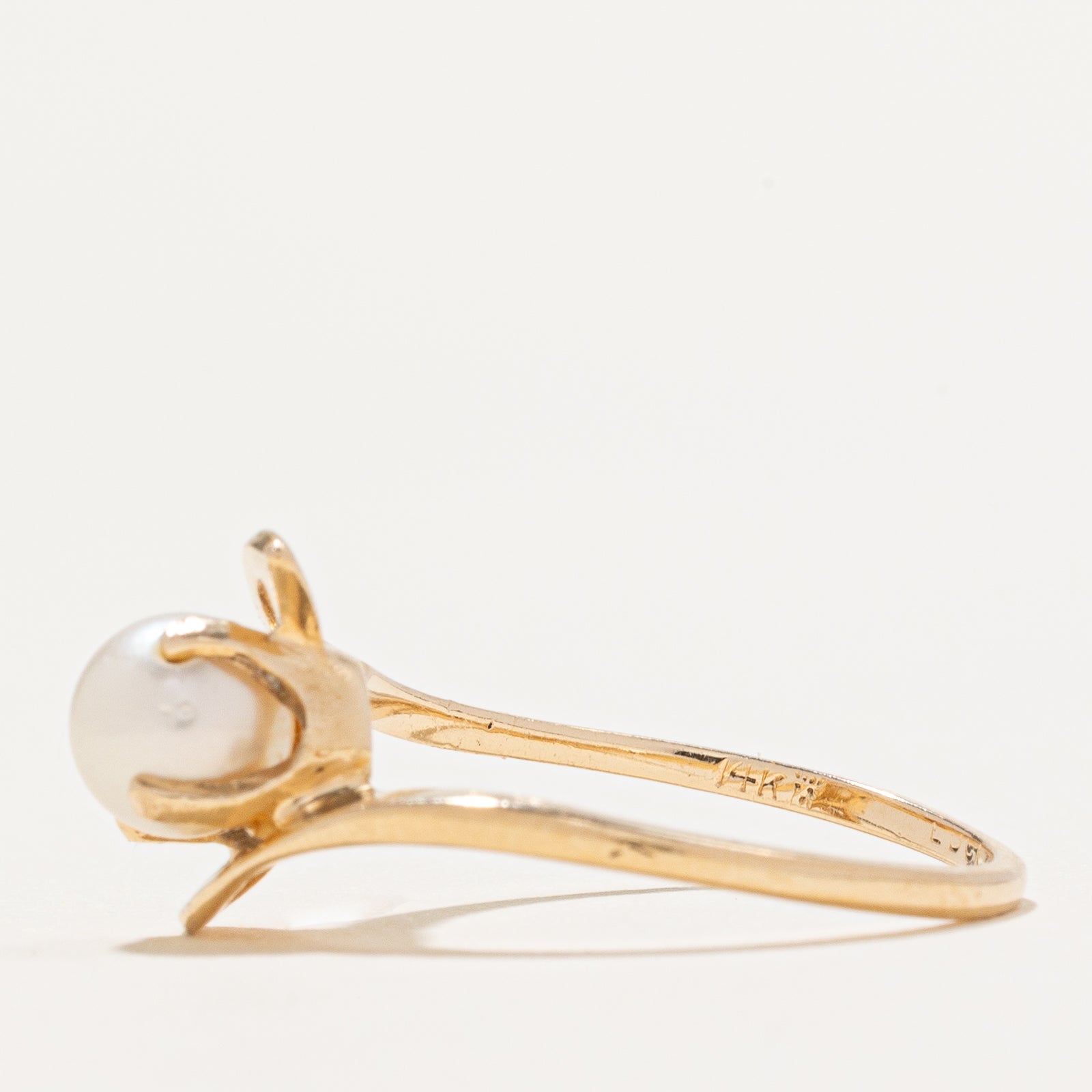 Pearl Bypass Ring - 5.70mm Size 6 | Elegant Stackable Ring for Women | Perfect for Weddings, Anniversaries & Everyday Wear