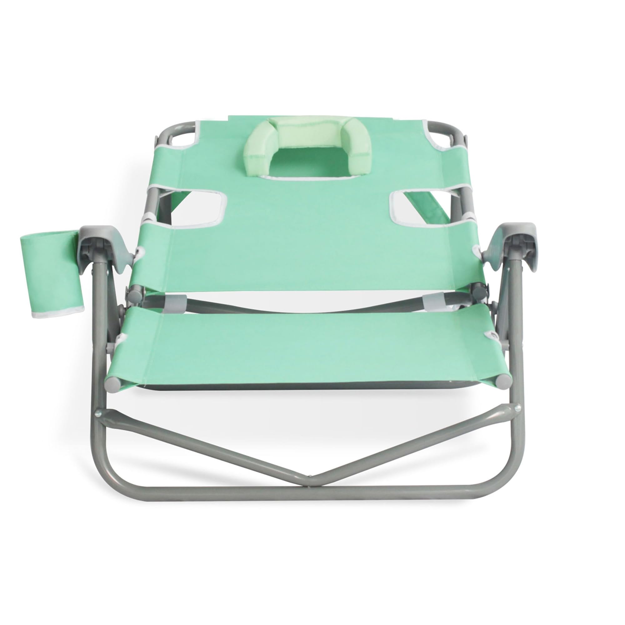 Adjustable Ostrich On Your Back Beach Chair with Face Hole - Portable Lounge Chair with Cup Holder for Tanning, Reading & Relaxing | Heavy Duty Lay Flat Tanning Chair for Adults | Perfect for Beach, Poolside, Backyard & Outdoor Use (Teal)