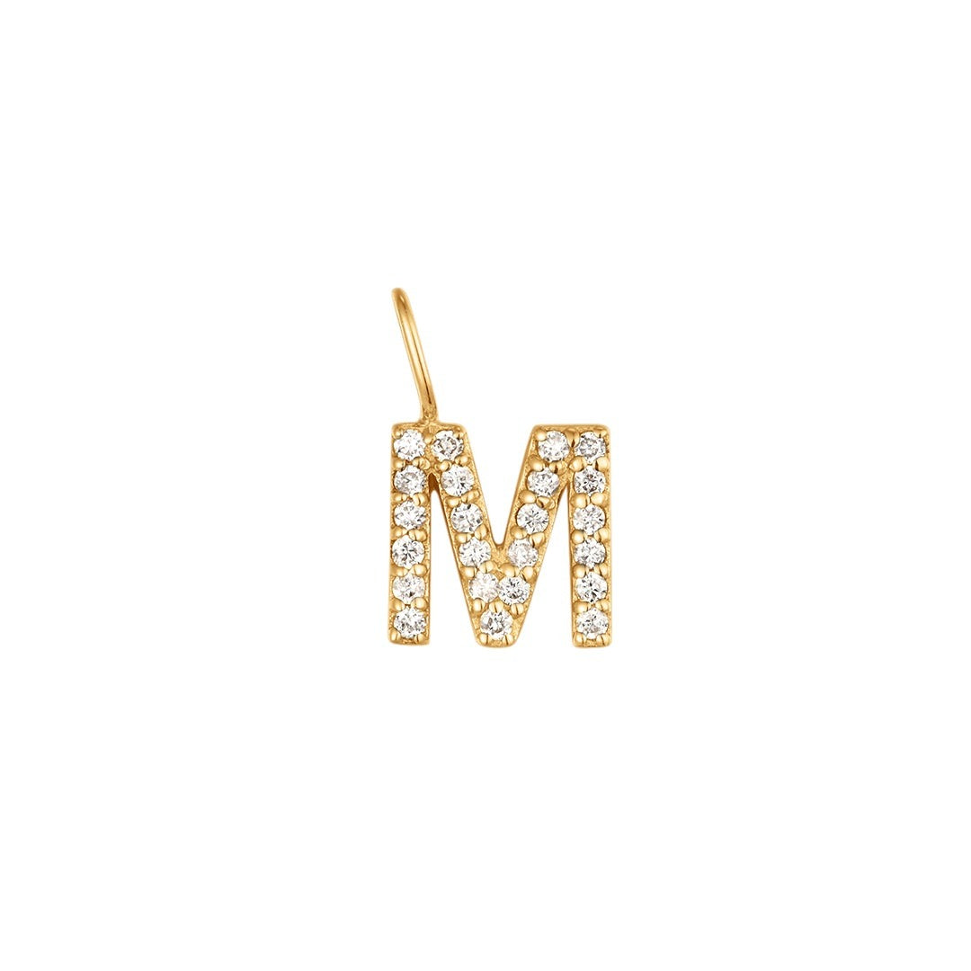 14K Yellow Gold Diamond Initial Charm Pendant - Personalized Name Necklace for Women, Perfect Gift for Birthday, Anniversary & Valentine's Day