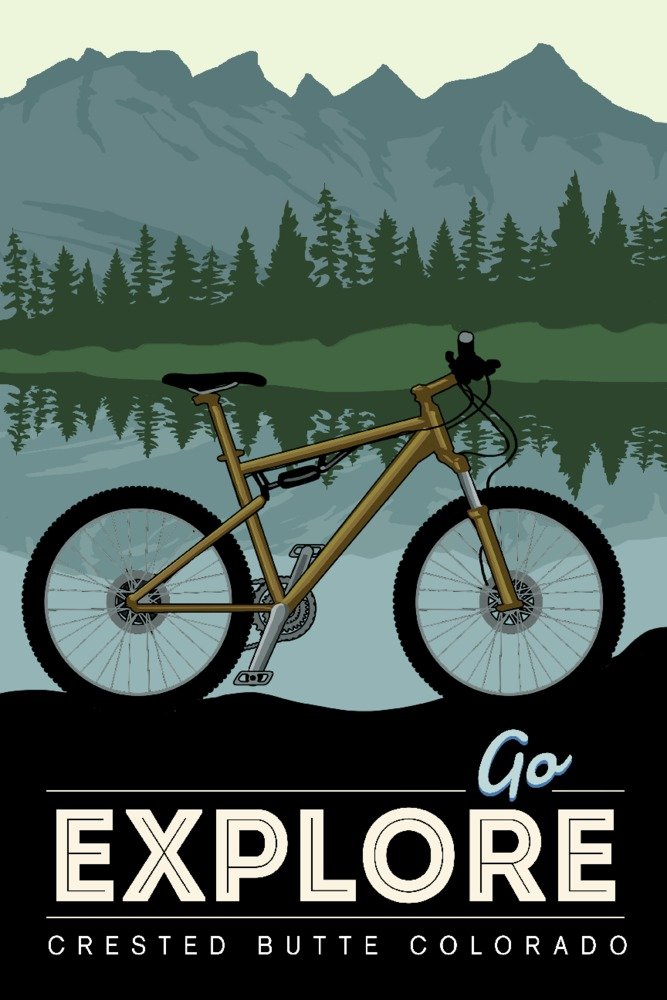Signed Colorado Crested Butte Bike Adventure Art Print - 24x36 Wall Decor Poster for Home & Office - Perfect for Cycling Enthusiasts & Mountain Lovers
